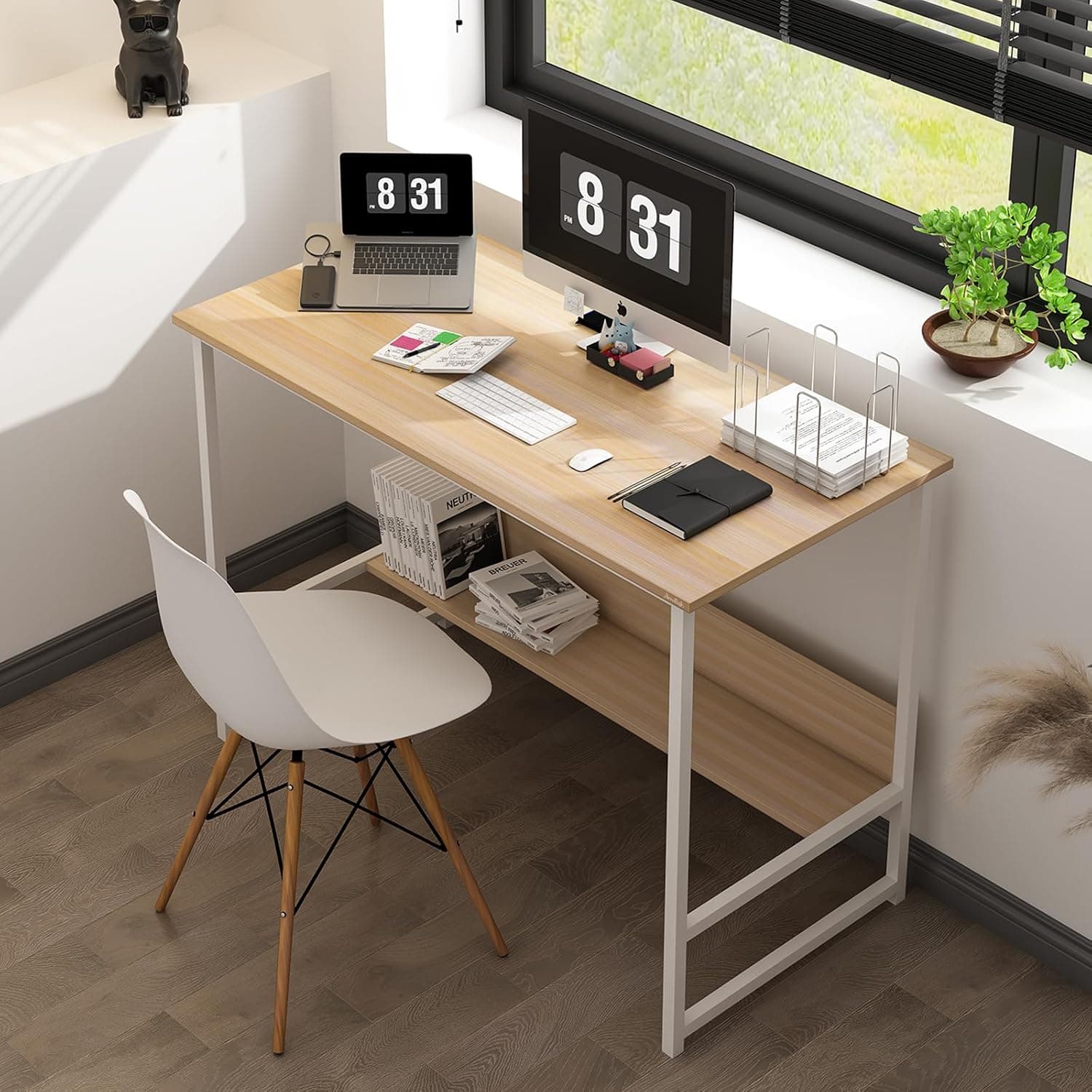 AnneFish Computer Desk, Modern Simple Style Desk for Home Office, Study Student Writing Desk 100 * 45 * 72cm (Brown)
