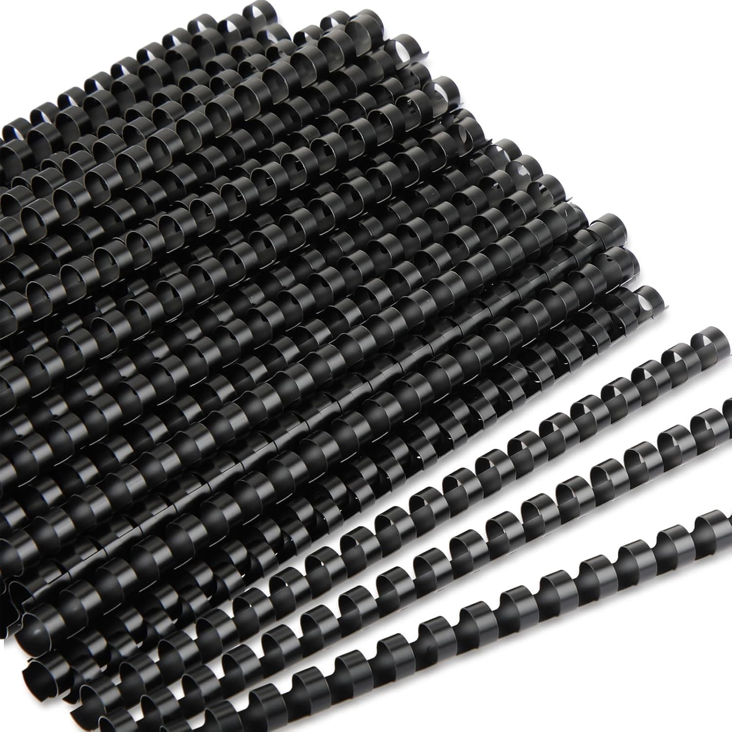 100 Pcs Plastic Binding Combs Bulk Comb Binding Ring 10mm, 21 Holes Comb Binding Spines Letter Size Spiral Binding for A4 Size Paper Calendar Picture (Black, 1/2 Inch)