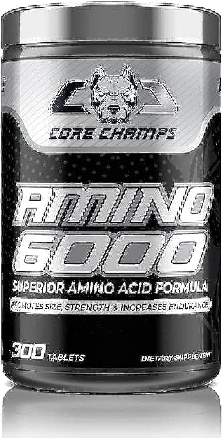 Core Champs Amino 6000, Superior Amino Acid Formula - Promotes size, strength & increases endurance - 300 Tablets