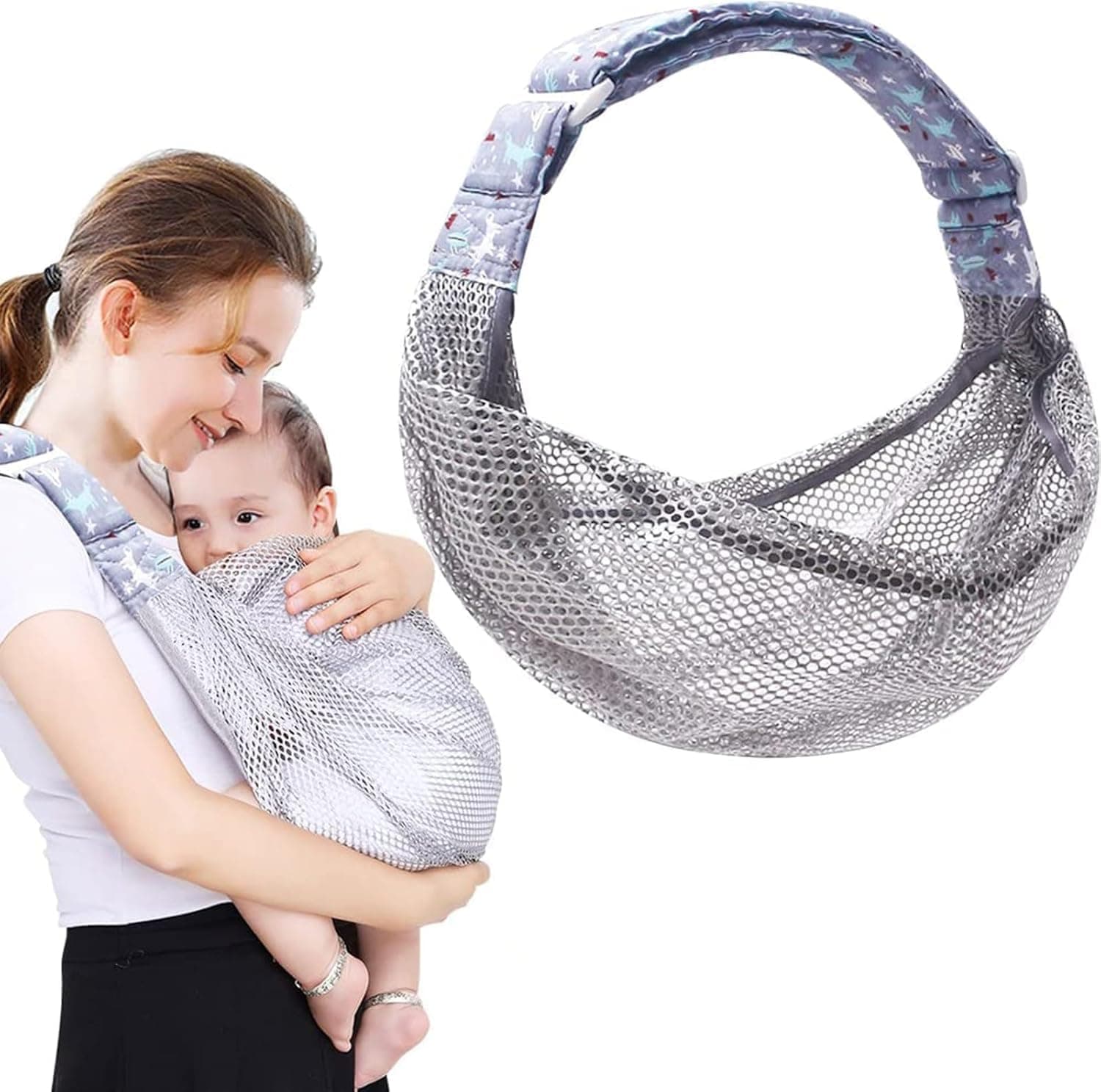 X spring Breathable Baby Sling, Adjustable Infant Carrier with Wide Shoulder Straps, 3D Honeycomb Mesh Wrap for Newborns and Babies, Ergonomic Baby Sling Carrier for 0 to 36 Months