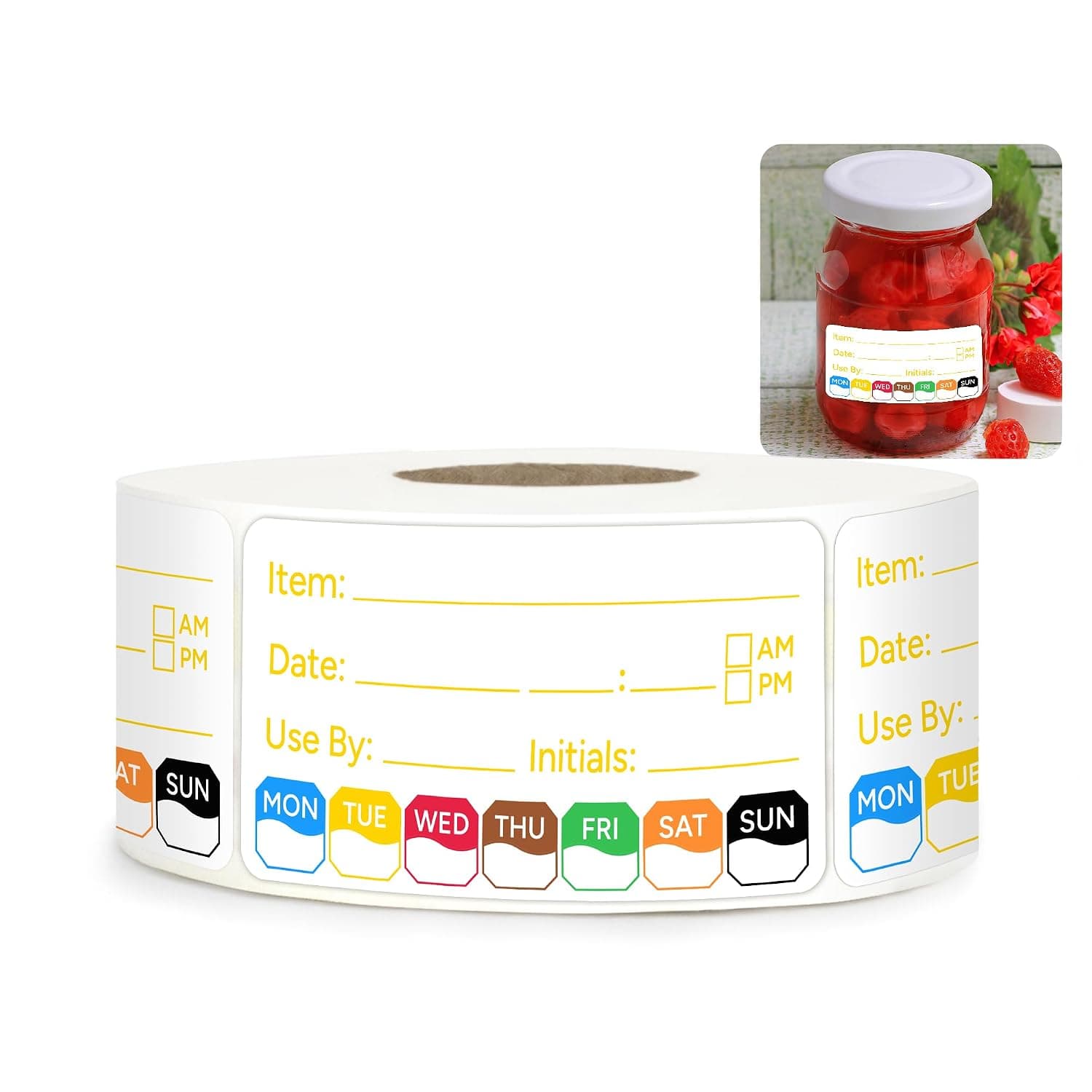 500pcs 1 inch X 2 inch Restaurant Quality Shelf Life Food Rotation Labels, Self-Adhesive Removable for Reusable Containers, Food Safety Date Sticker, Leftover Labels (1 * 2in-500pcs-Yellow6)