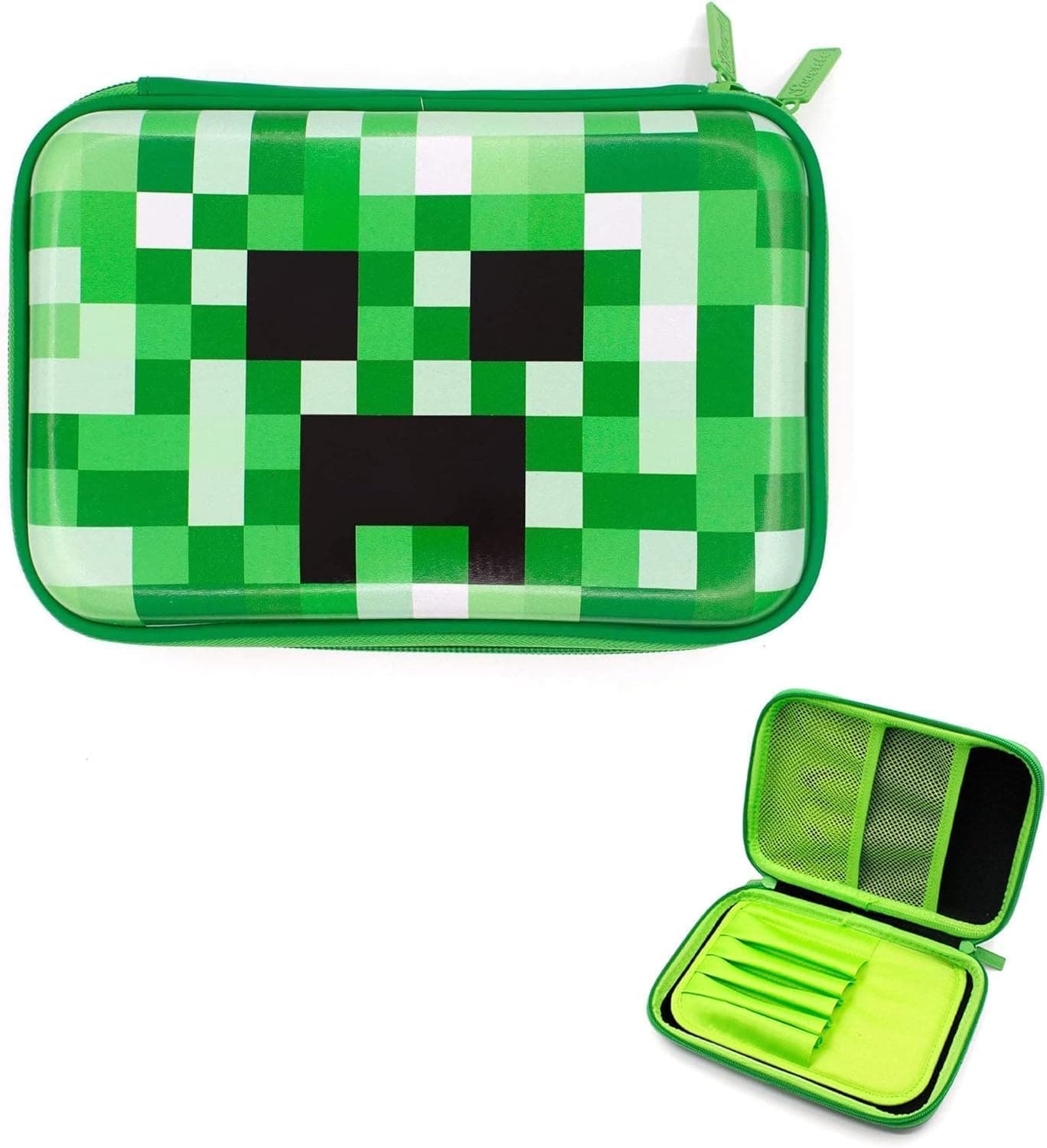 Bolivia's Green Pencil Case For Boys, Durable EVA Shockproof Organizer Box, Spacious Stationery Storage Bag with Mesh Pockets, Excellent Back to School Gift for Students and Teenagers