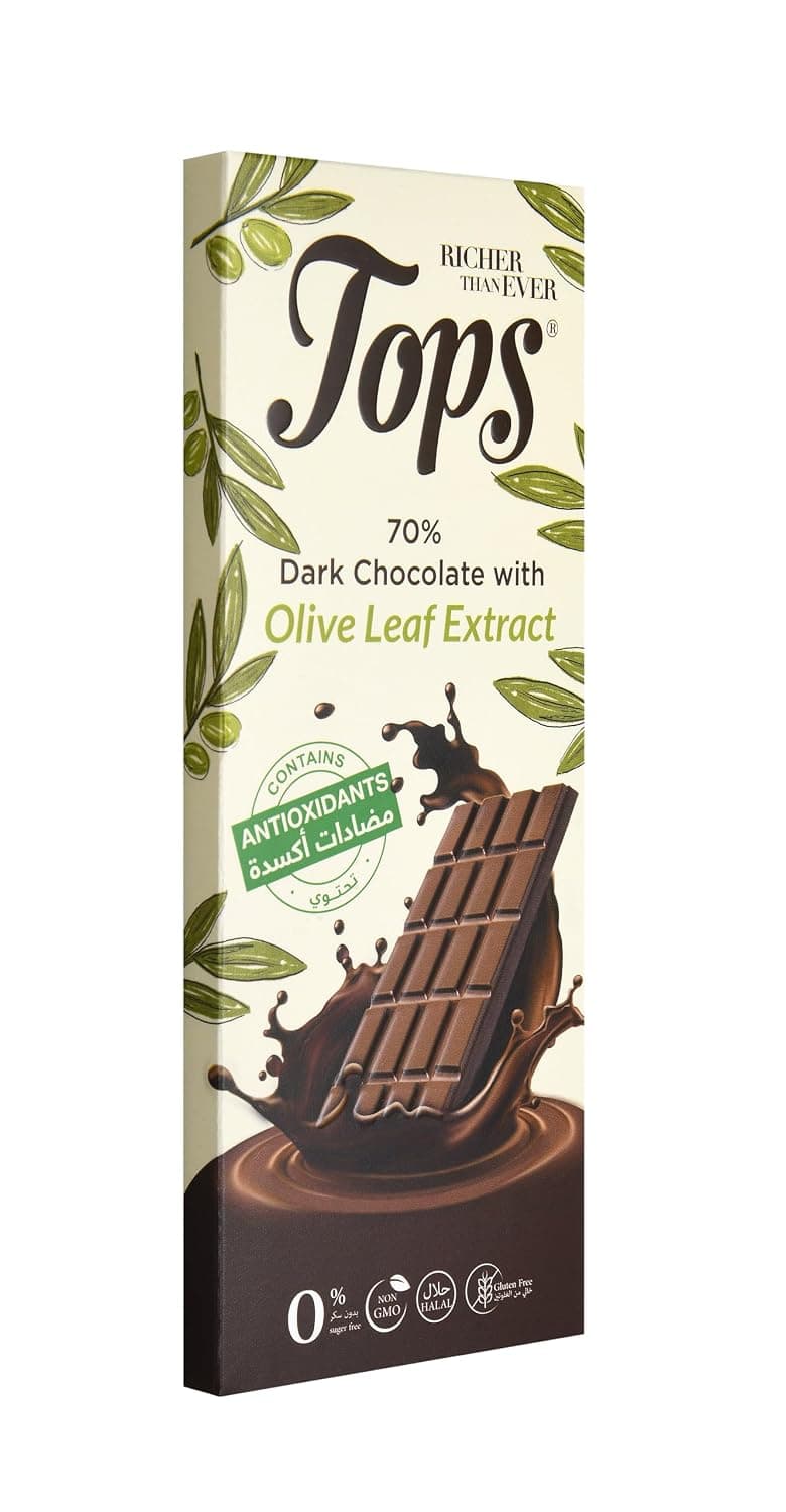 Tops Antioxidant Dark Chocolate Bar – 50G | Rich In Natural Antioxidants, No Added Sugar, Keto & Diabetic-Friendly, Premium High-Cocoa Dark Chocolate