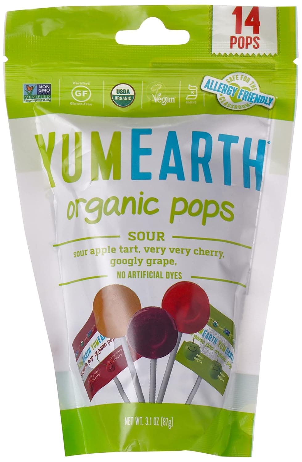 YumEarth Organic Sour Lollipops, 14 Pops - Pack of 1