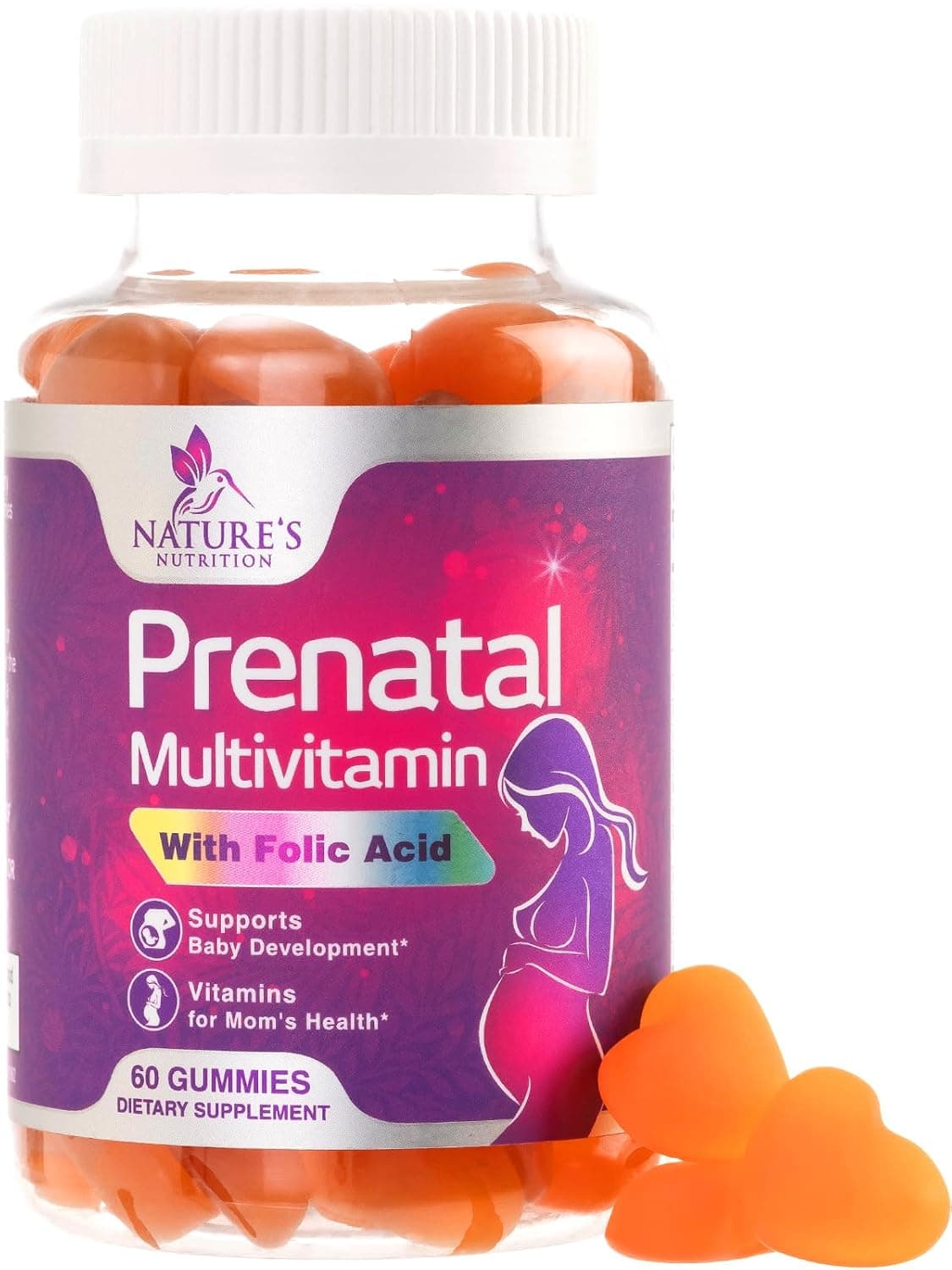 Folic Acid Gummies for Women, Essential Extra Strength Prenatal Multivitamin with EPA and DHA, Chewable Folate Supplement for Before, During, and After Pregnancy - 60 Gummies