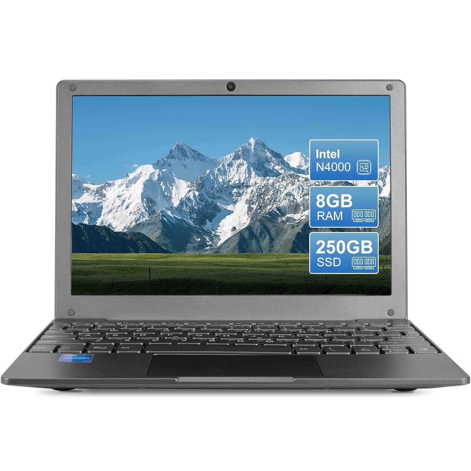 Portable Mini Education Laptop Computer with Celeron N4000 CPU 8GB RAM 256GB SSD HD IPS Screen, Laptop Computer for Learning, Office Work (Gray)