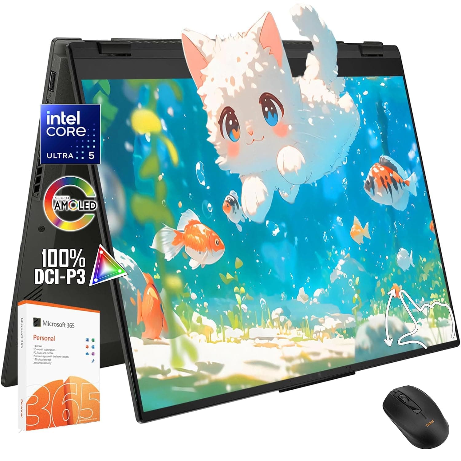 ASUS Vivobook Flip 14inch Touchscreen 2 in 1 Laptop - OLED WUXGA Display -16GB RAM -1TB SSD -Intel Core Ultra 5 226V -Backlit Keyboard -Windows 11 Office 365 -Computadora Portátil 2025 Copilot PC
