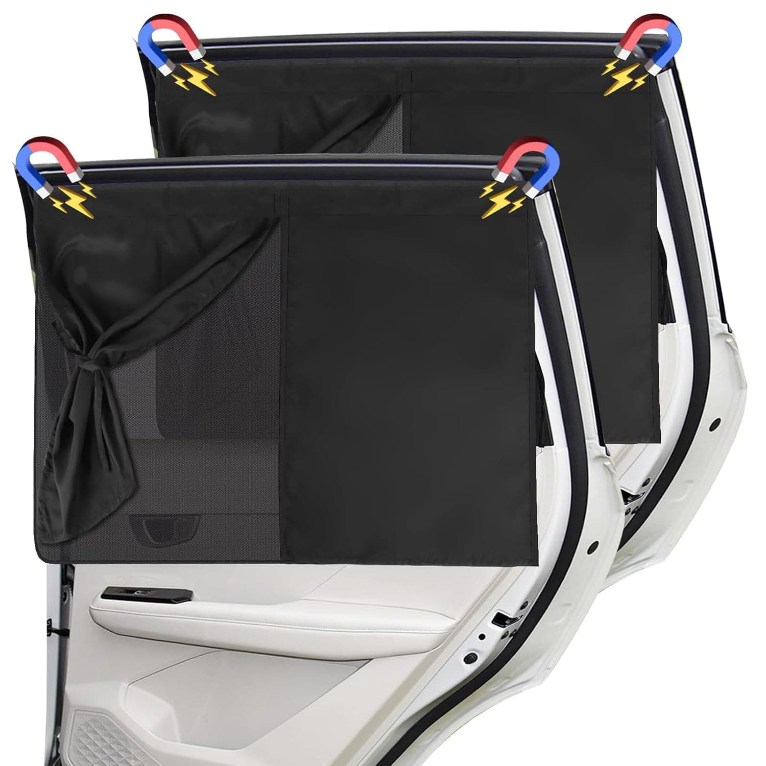 Car Window Shades, Car Sun Shade Magnetic Double Layer, 2 PCS Full/Half Shade Options, UV & Heat Protection, Privacy Curtains for Baby & Travel تضليله للنوافذ السياره