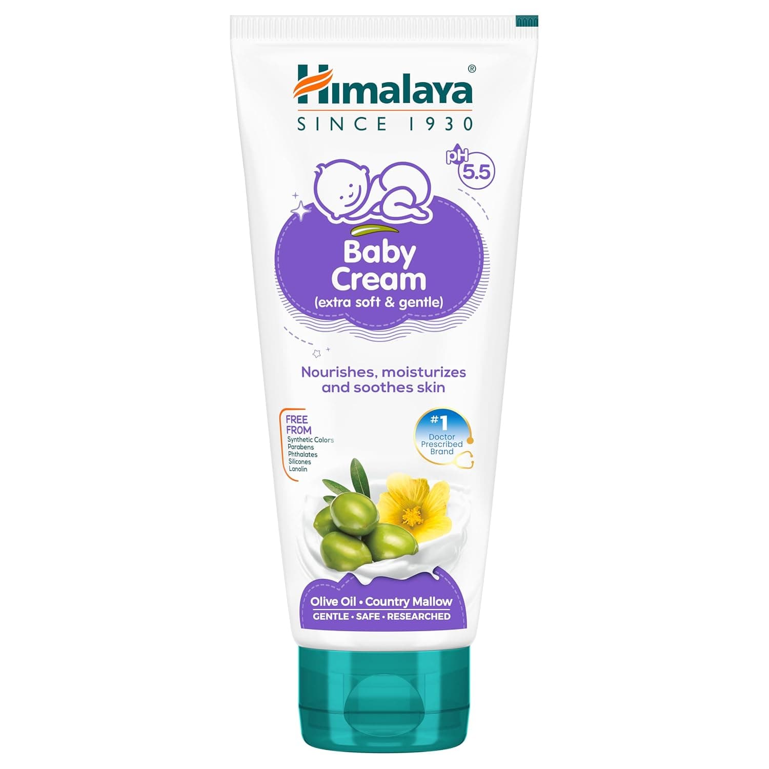 Himalaya Baby Cream – 100ml | Extra Soft & Gentle Daily Moisturizer | With Olive Oil, Country Mallow & Licorice | Paraben-Free, Mineral Oil-Free | Clinically Tested & Hypoallergenic