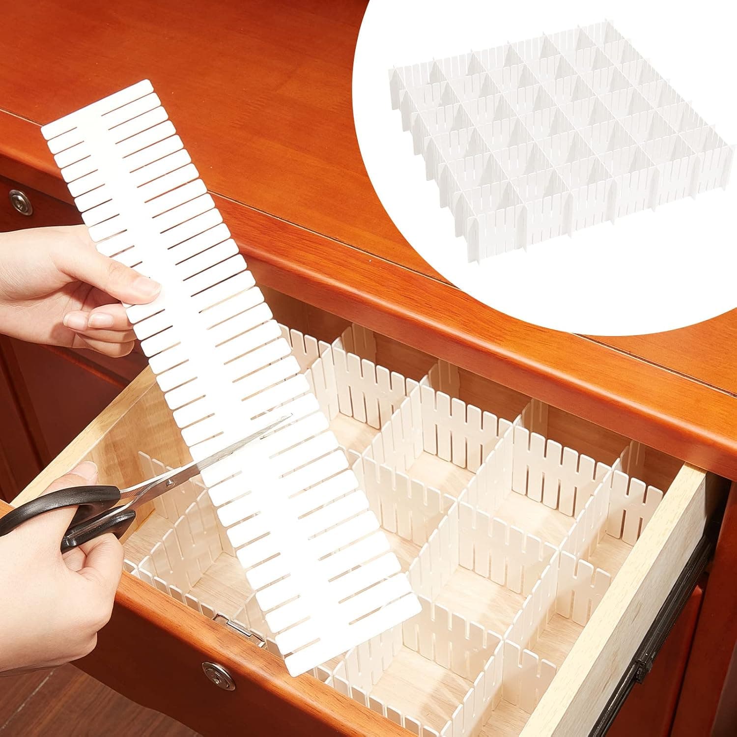40 Pcs Drawer Dividers for Efficient Organization, Adjustable Plastic DIY Storage Separators for Kitchen, Bedroom & Office Drawers, White