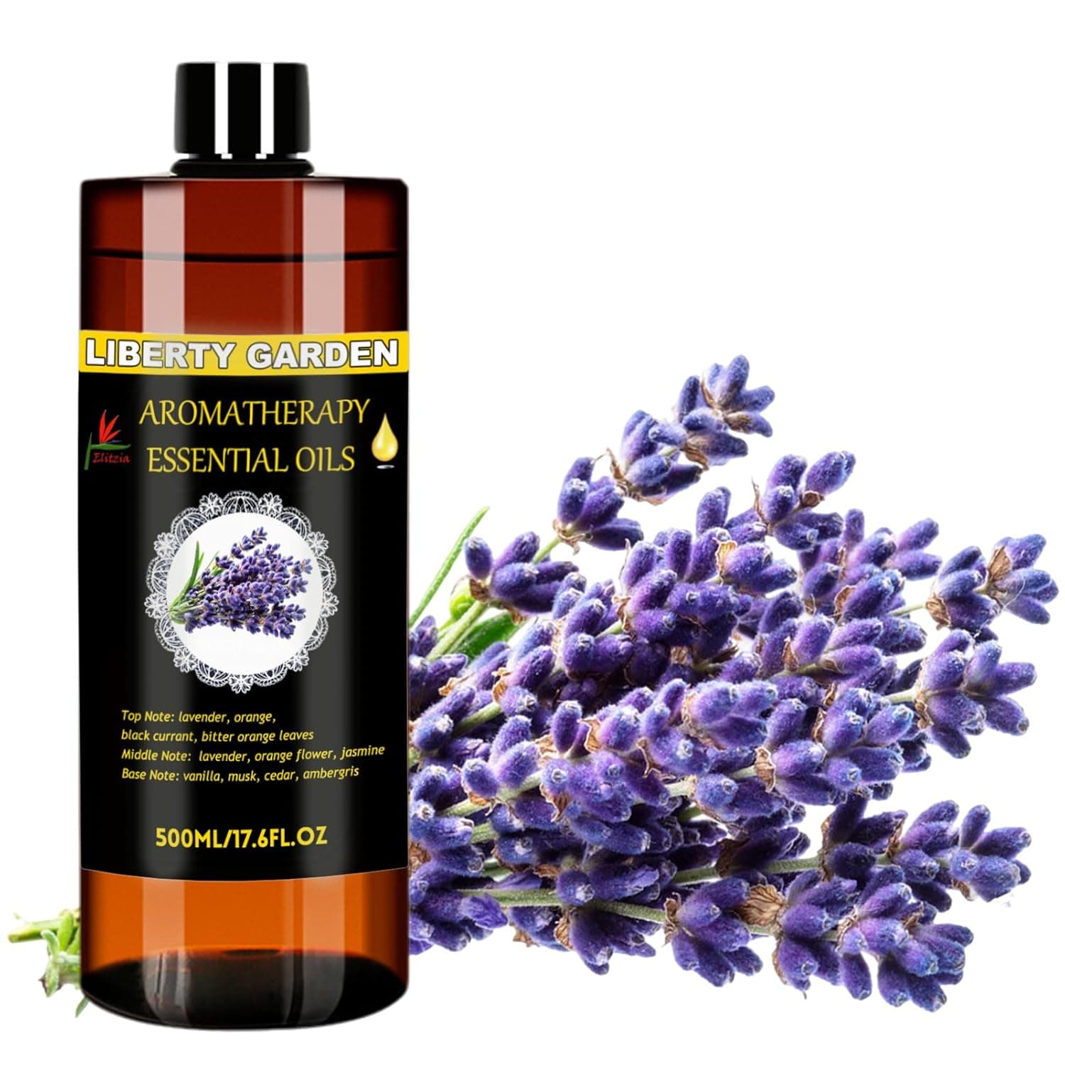 Elitzia Essential Oils for Diffuser Humidifier Natural Aromatherapy Lavender Plant Extracts Orange Fruity Aroma Essential Oil Floral Fragrance 500ML Hotel Home Use ET500EO12