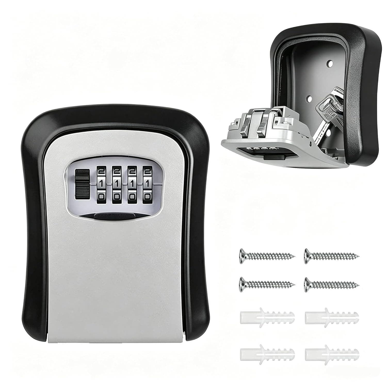 Key Safe Wall Mounted, Lock Box Outdoor, Combination Box, Waterproof and Security Lockbox, Cabinet Outside for Garage School Elderly Parents Spare House Storage, 10 * 7 * 4cm