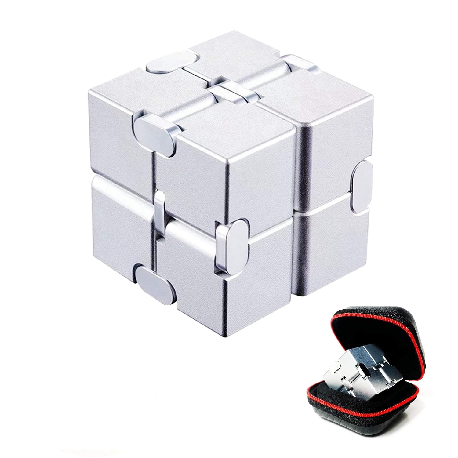 Infinity Cube Fidget Toys Aluminum Metal Stress Relief and Anti Anxiety Finger Flip Cubes Toys for Kids and Adults Idear Gadgets for Men with Exquisite Packaging