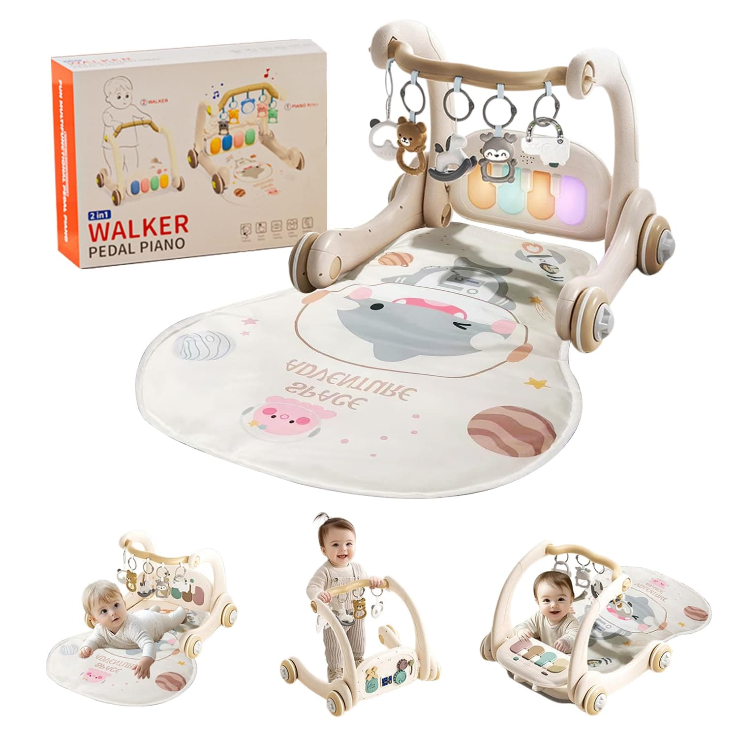 0TO1 3 in 1 Tummy Time Mat, Kick and Play Piano Gym with Music Light, بساط لعب للاطفال, Baby Play Mat & Activity Mat, Infant Gifts for Newborn Baby Walker 0-14 Months هدايا مواليد