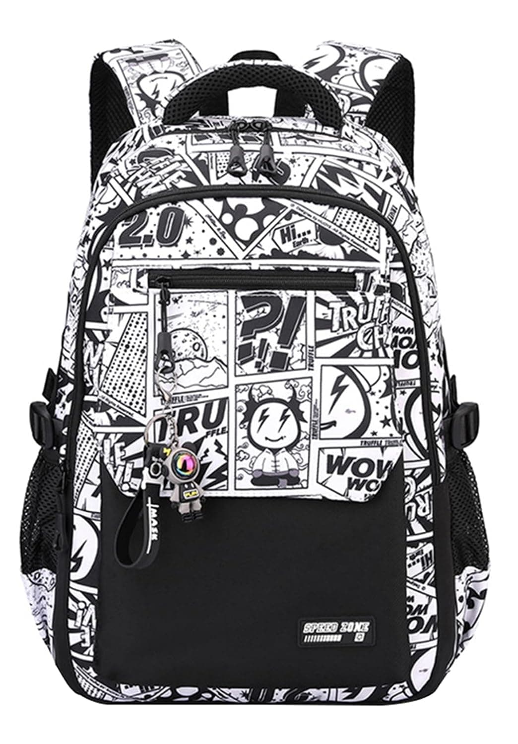 JiaYou Unisex Teen School Backpack Daypack Dual Buckle Front Flap Soft Handle Mesh Travel Day Bag