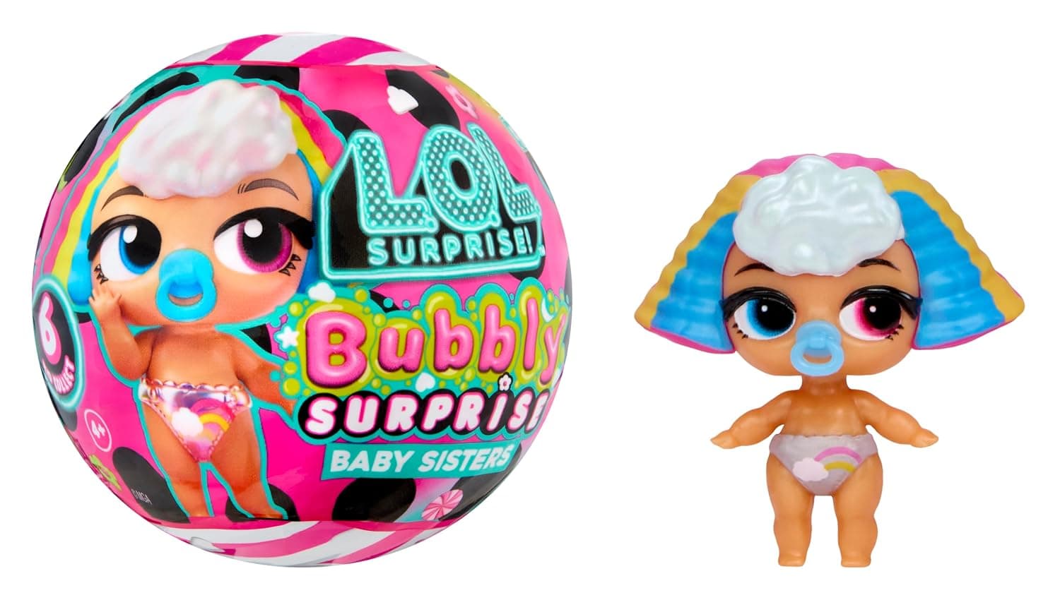 L.O.L. Surprise! Bubbly Surprise Baby Sisters Colour Changing Doll with Accessories & Ball Keyring - 4 Items Included, 6 Models to Collect, Ages 4+