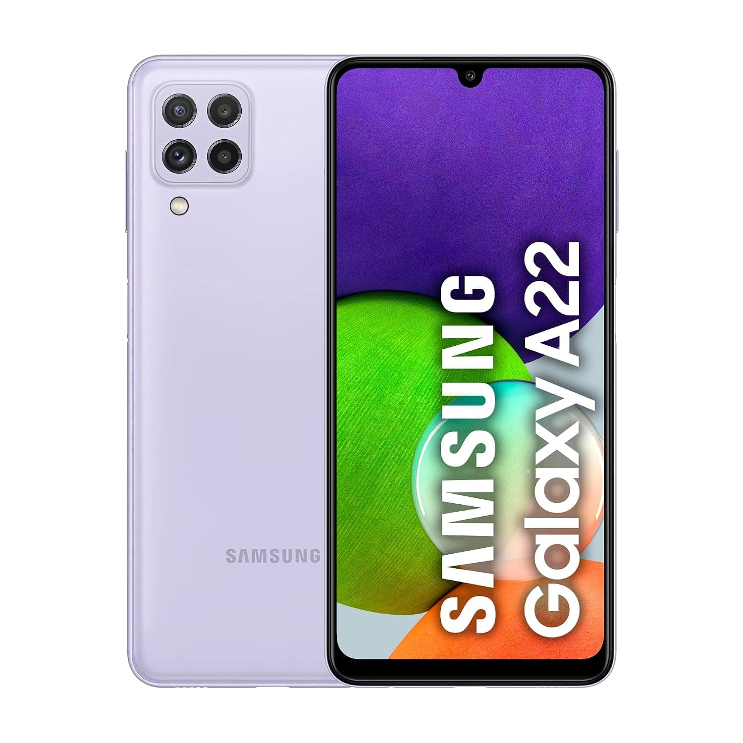 Samsung Galaxy A22 (4G) Dual-SIM 128GB ROM + 4GB RAM (GSM Only | No CDMA) Factory Unlocked 4G Smart Phone (VIOLET) - International Version