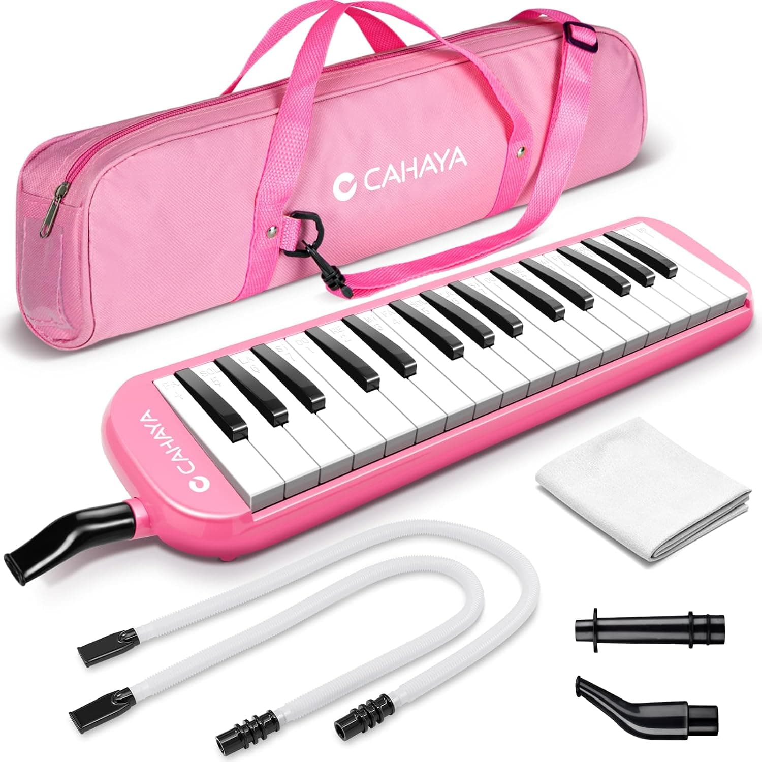 CAHAYA 32 Keys Melodica for Children Melodica Instrument with Carry Bag Suitable for Beginners Students, Musical Gift for Boys and Girls, Pink CY0050-3 | Portable Keyboard Instrument with 2 Mouthpieces and Carry Bag Ideal Gift for Kids Student School Lessons Practice Performance
