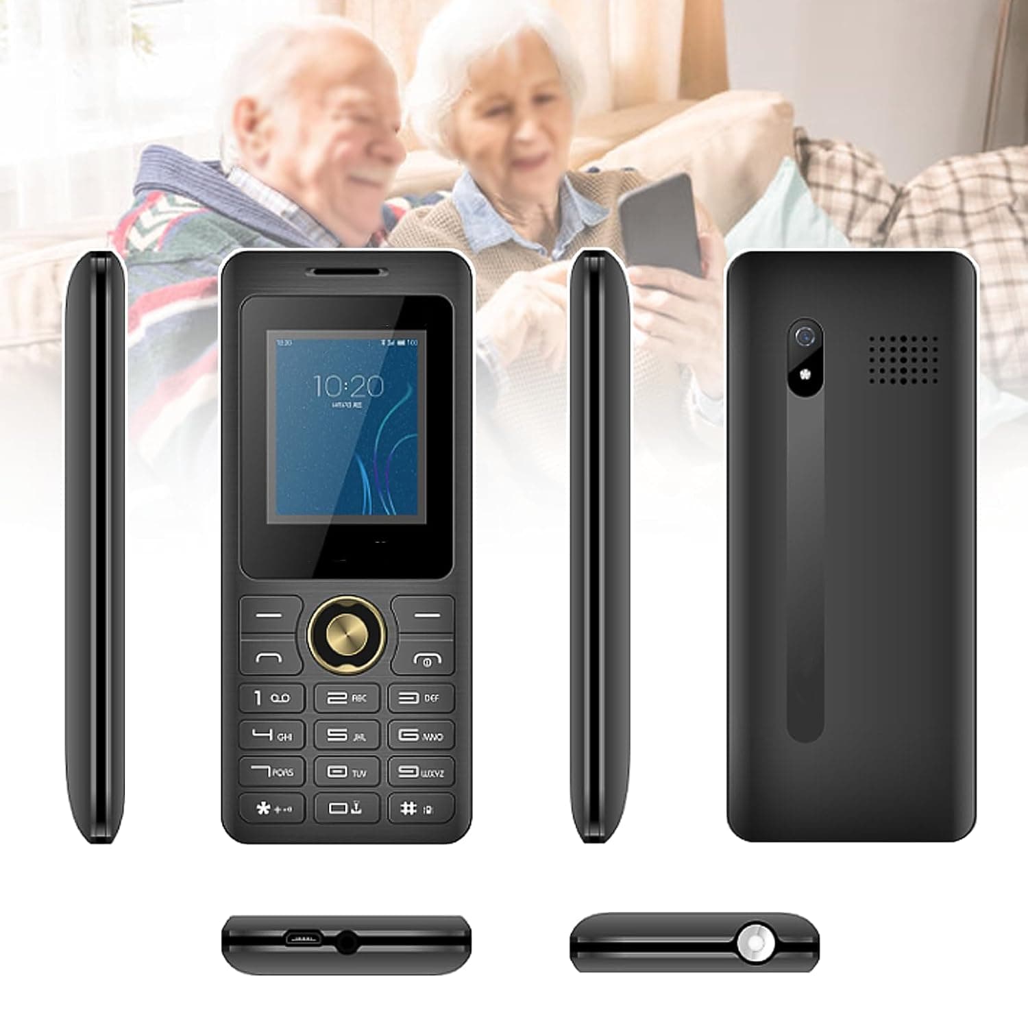 Basic Cell Phone for the Elderly, Unlocked 2G Mobile Phone with Big Buttons, Backup Dumb Phone with GSM Standard, Supports Dual SIM + SD Card,No Internet,Black