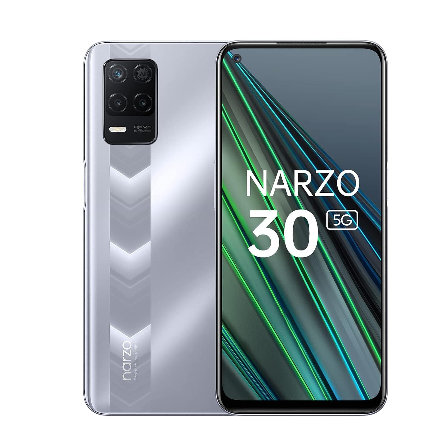 Realme Narzo 30 Dual-SIM 128GB ROM + 4GB RAM (GSM only | No CDMA) Factory Unlocked 5G Smartphone (Racing Silver) - International Version