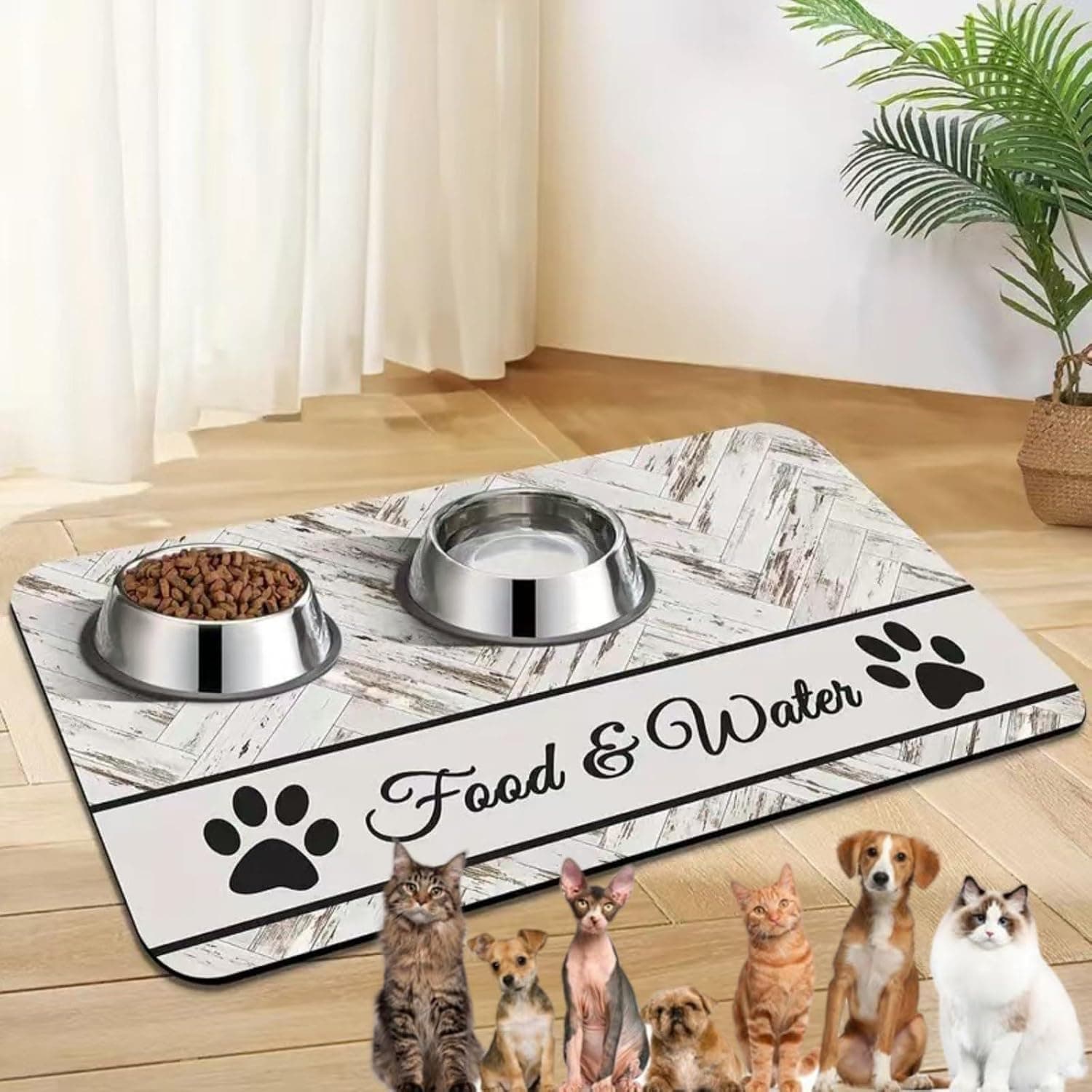 Pet Feeding Mat, 40 * 60cm Pet Food Bowl Mat, Non-Slip Absorbent Animal Placemat For Floor, Waterproof, Dog And Cat Placemat, Easy To Clean, Quick Dry, Super Absorbent Pet Feeding Mat