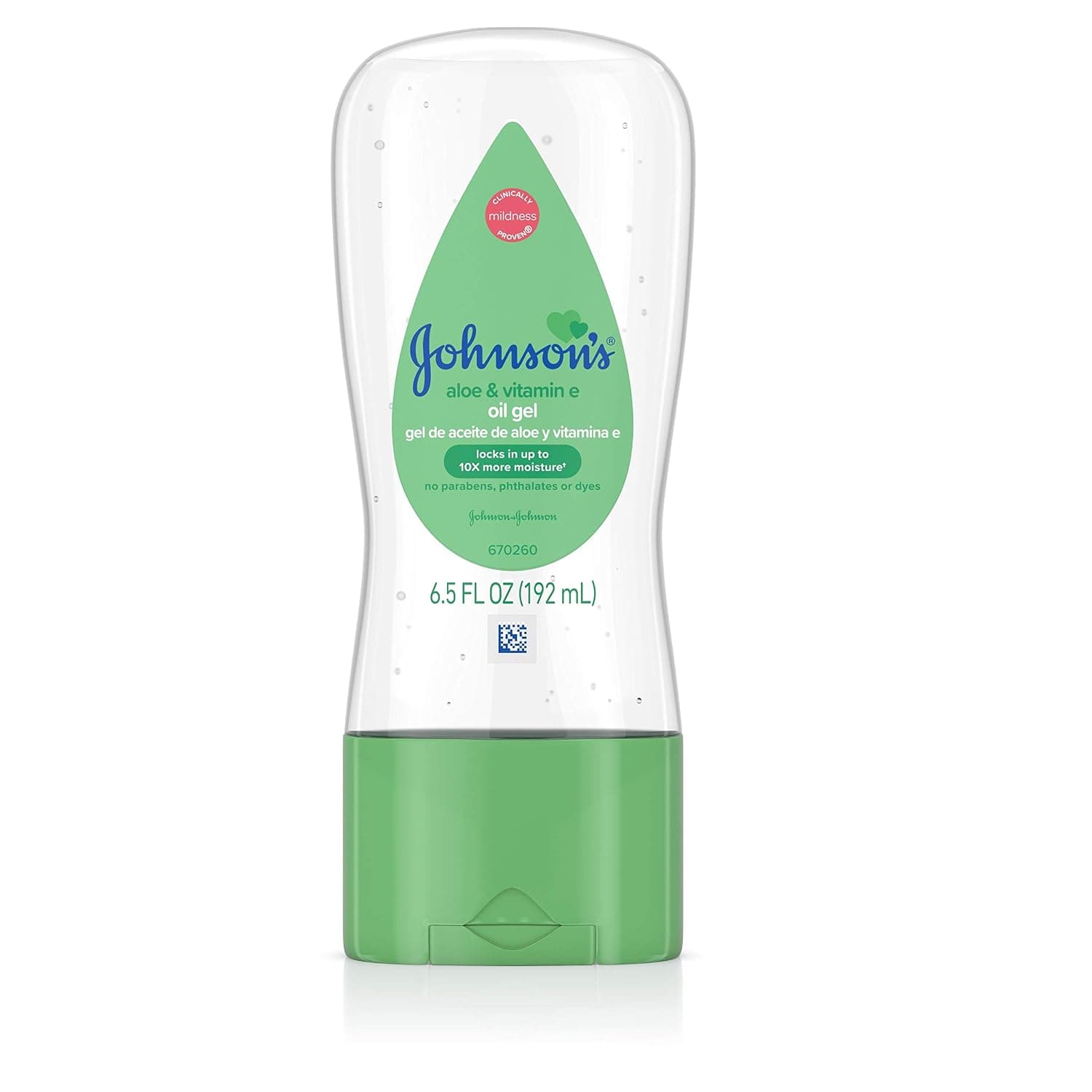Johnson's Baby Oil Gel with Aloe Vera & Vitamin E, Hypoallergenic Baby Skin Care, 6.5 fl. oz | Mineral Oil Enriched, Moisturizing Baby Massage Oil, Dry Skin Relief for Kids & Adults, Gentle on Delicate Skin
