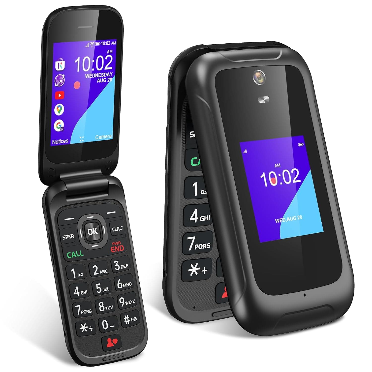 4G Flip Cell Phone Unlocked, Flip Phones for Seniors & Kids, 3.2" Dual Screen Burner Phone for Travel,AT&T/T-Mobile Compatible, Big Button(Black)