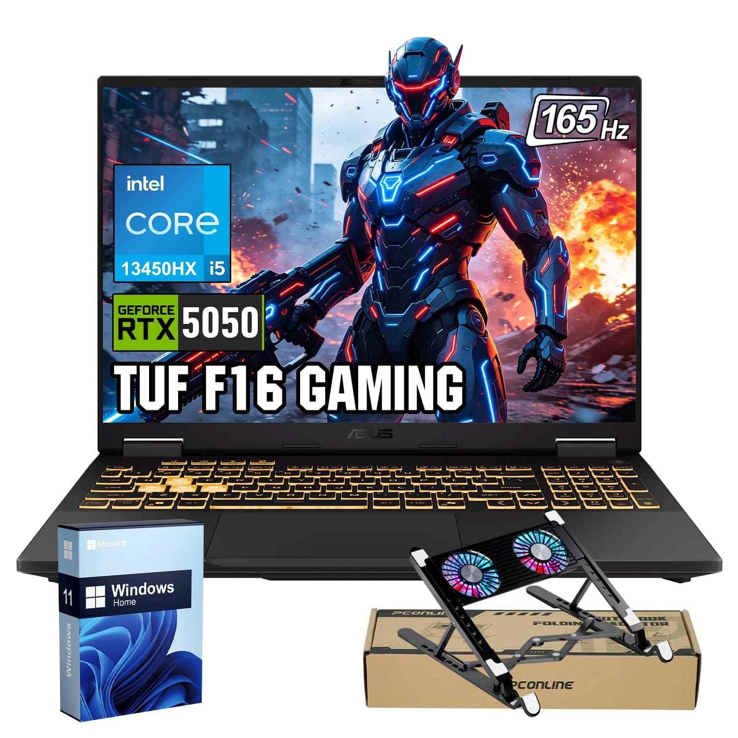 ASUS TUF F16 RTX 5050 VR-Ready Gaming Laptop, 16" FHD+(1920x1200) 165Hz, Intel i7-14650HX, NVIDIA RTX 5050, 64GB DDR5, 1TB SSD, RGB Backlit KB, FHD Webcam, MUX Switch with NVIDIA Advanced Optimus