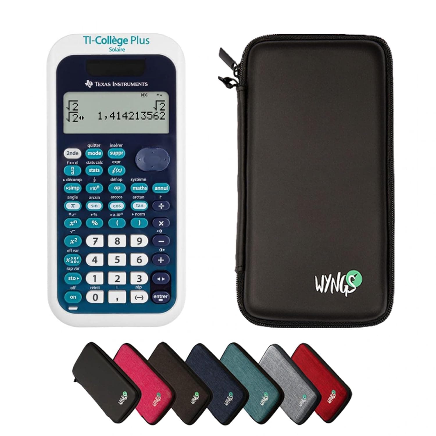 Calcuuse Economy Pack: TI College Plus Solar Scientific Calculator + WYNGS Protection Case Black + Extended Calculation Warranty