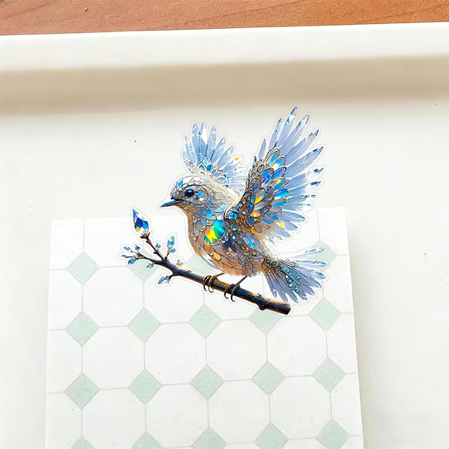 1pc Acrylic PP Functional Clips, Blue Bird on Branch 1.6in -Decorative Paper Clips for Photo, Memo, Snack, Fridge Magnet, Office & School Supplies, Kitchen and Home Use Gift Idea(PPJ-16)