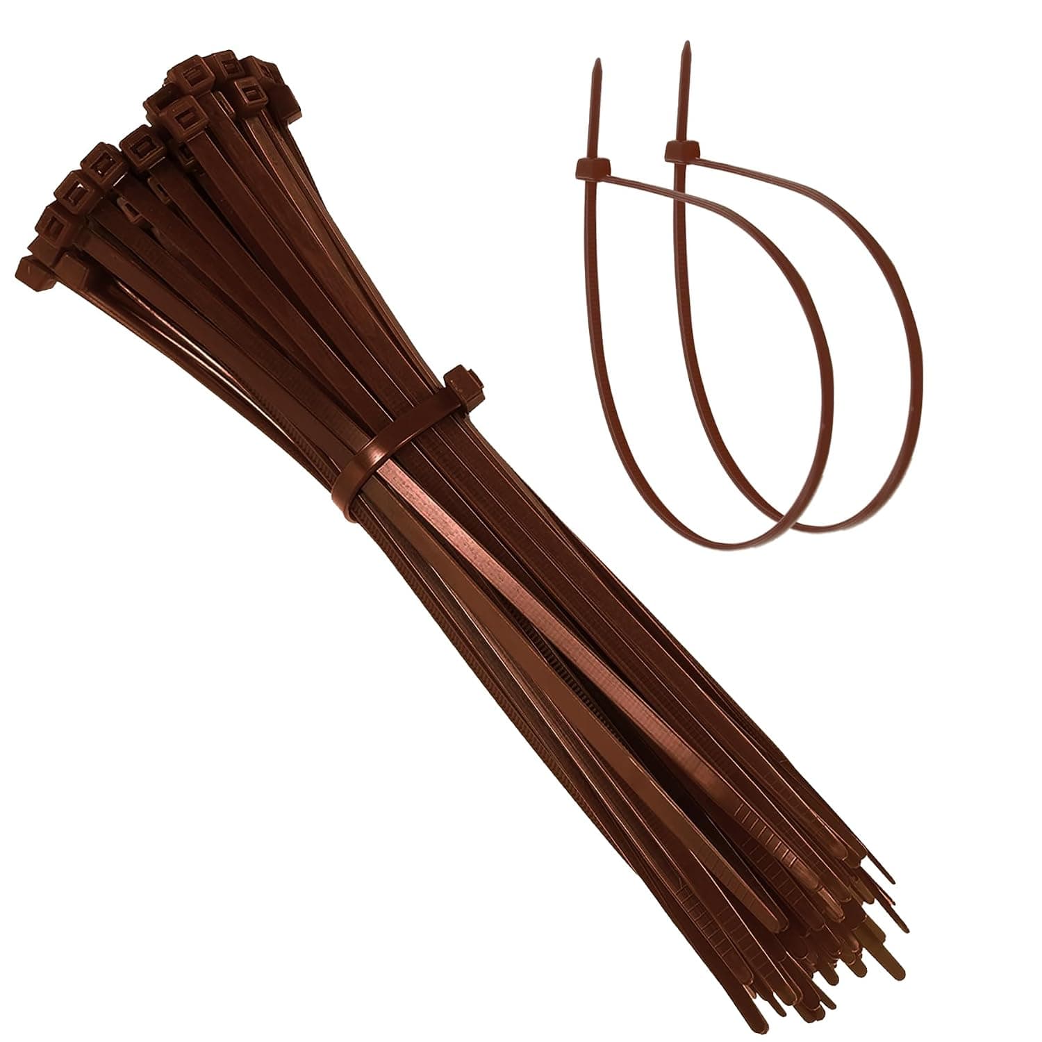 EKIND Cable Zip Ties 8 Inch - 100 Pack Self Locking Nylon Wire Ties for Electric Cables, Home, Office, Garage, Indoor and Outdoor Use (Brown)