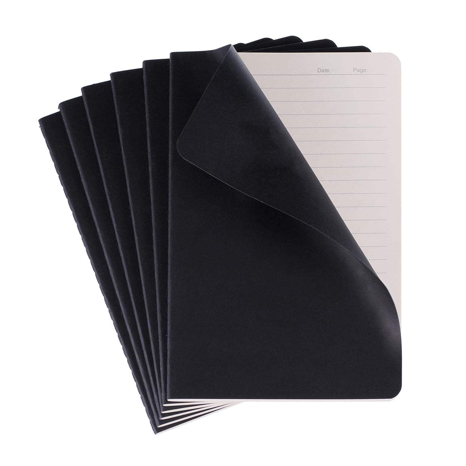TWONE 6 Pack Notebooks Journal - 60 Lined Page/30 Sheets, Premium Thick Paper Soft Cover Journal for Travel, Office, Work, Office, Home, School, Business Writing, 5.5” x 8.25” (Black)