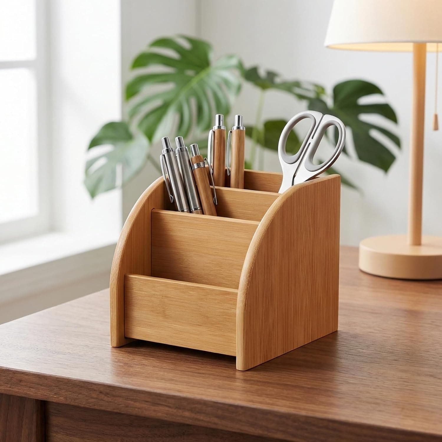 Natural Desk Organizer Classroom Pen Pencil Holder Office Supply Storage Box