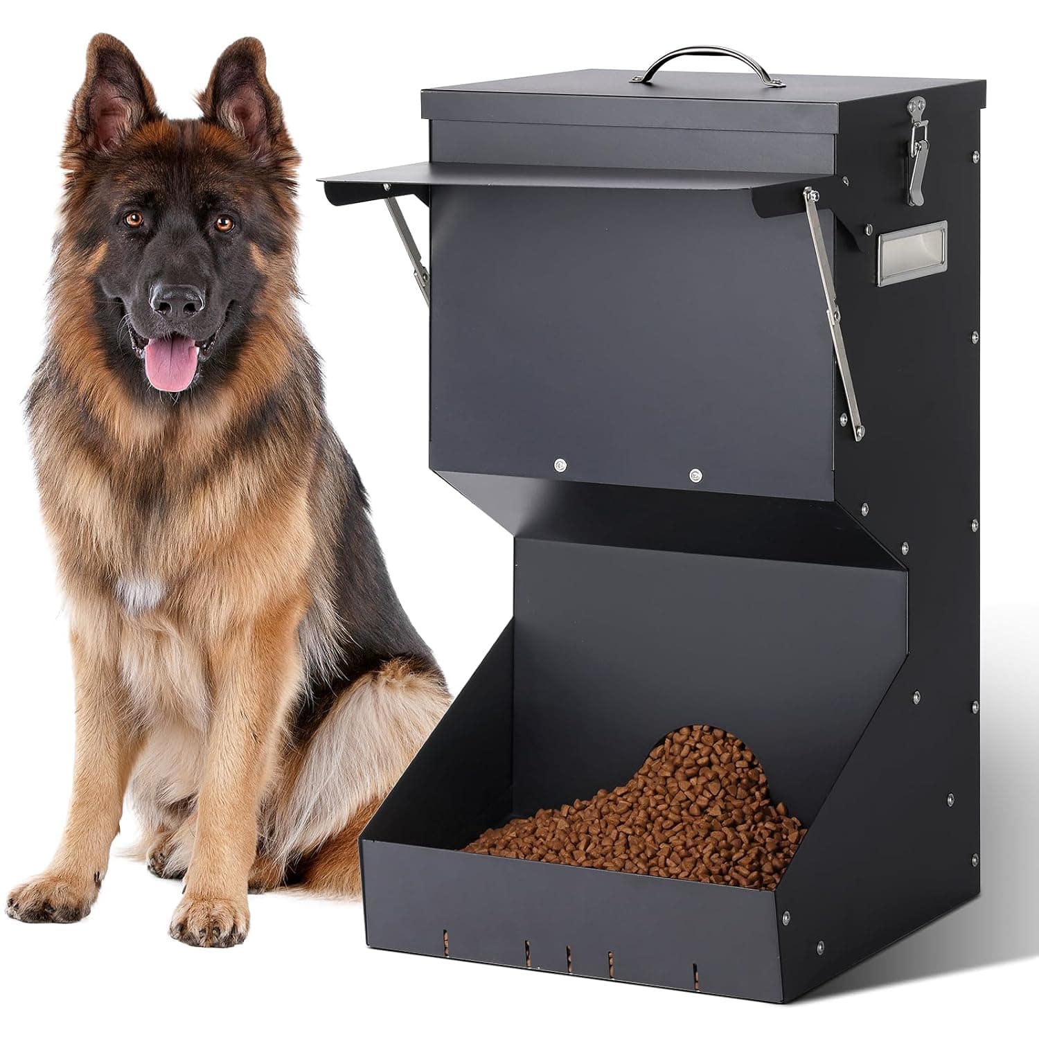 Automatic Outdoor Dog Feeding Hanging Large Breed Pet Food 11kg, Automatic Metal Dog Feeder Self-Feeding Dog Food