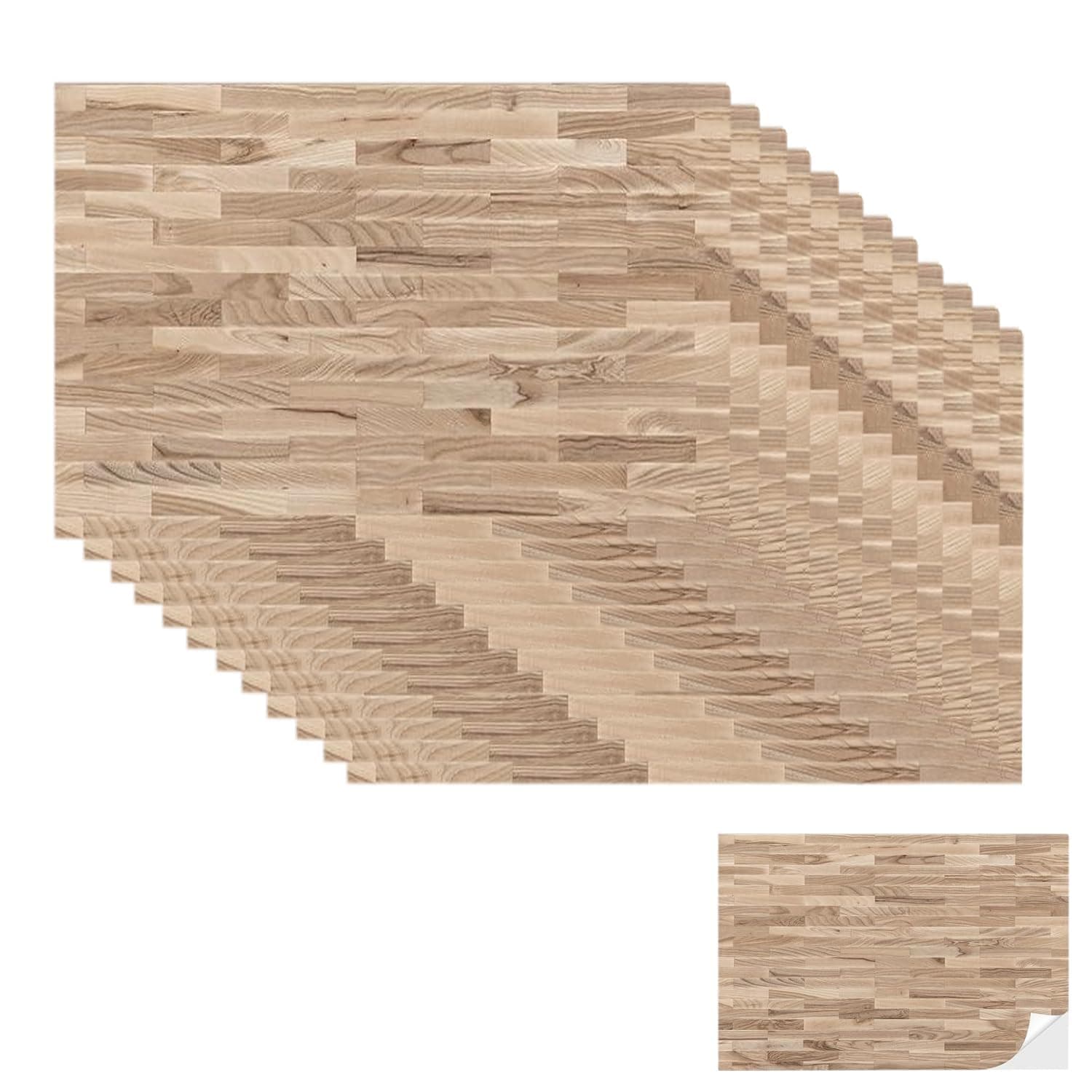 Dollhouse Wallpaper, Peel and Stick Self Adhesive Flooring, Miniature Dolls House Accessories, 8.2 x 11.8 Inch Wood Pattern, DIY Dollhouse Decor, Natural Style Wall and Floor Covering, 12Pcs