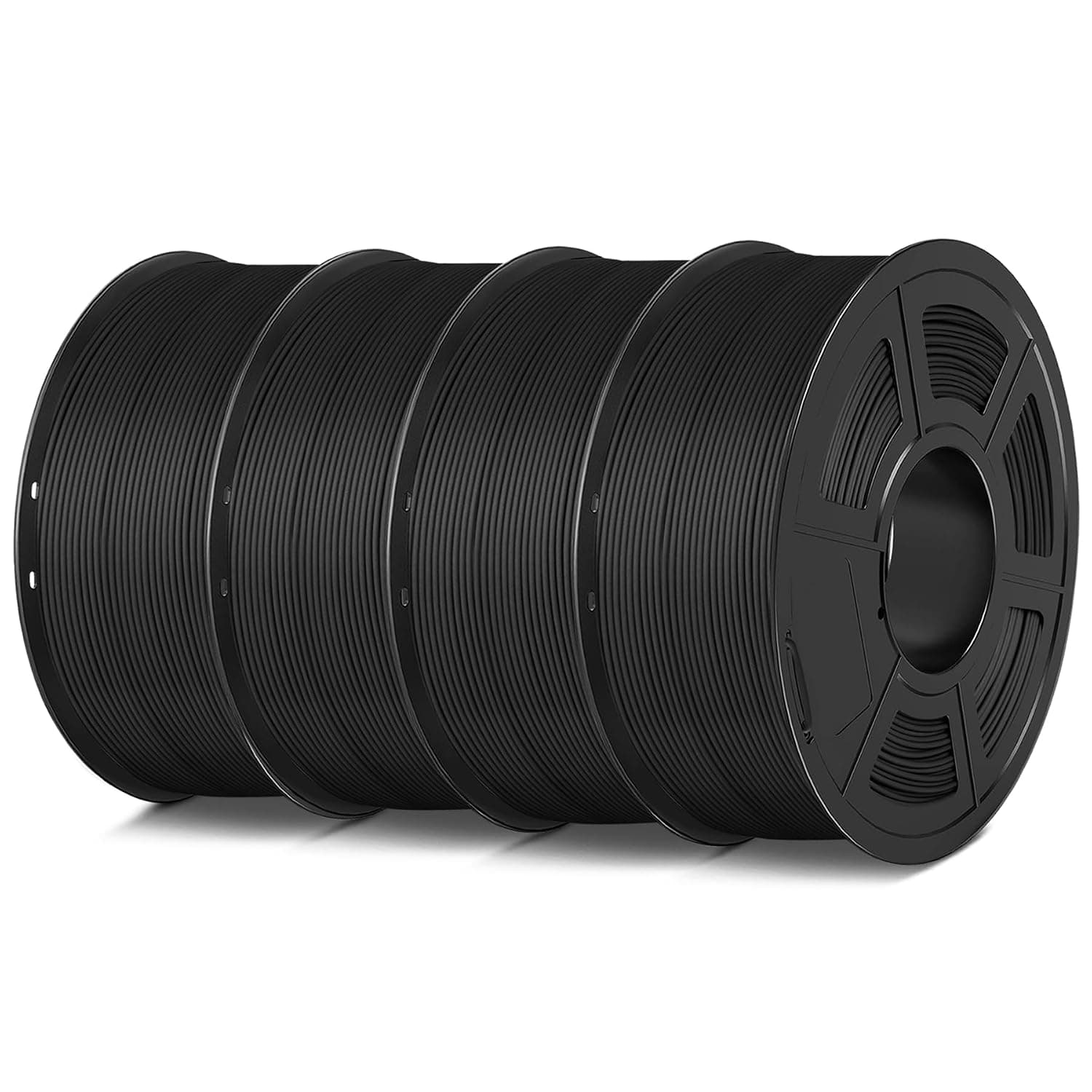 SUNLU 4 kg Matte PLA Filament 1.75 mm Set, 3D Printer Filament with Matte Surface, Neatly Wound PLA Filament, Easy to Use, 1 kg/Spool, 4 Pack, Black + Black + Black + Black + Black