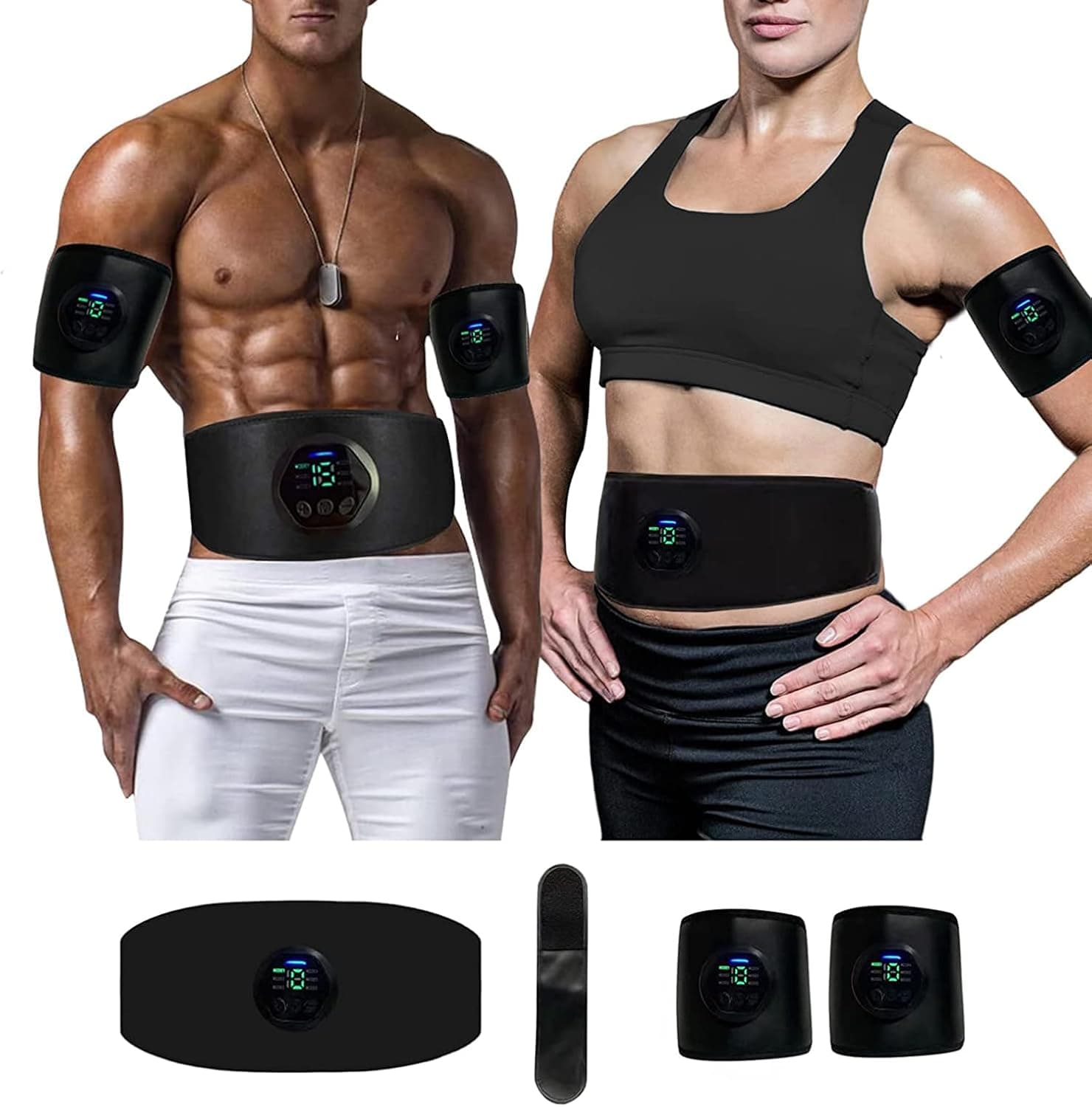 ABS Stimulator - Ab Machine, EMS Muscle Stimulator, Abdominal Training Belt Workout Portable Abs Stimulator, Home Office Fitness Workout Equipment (Black)