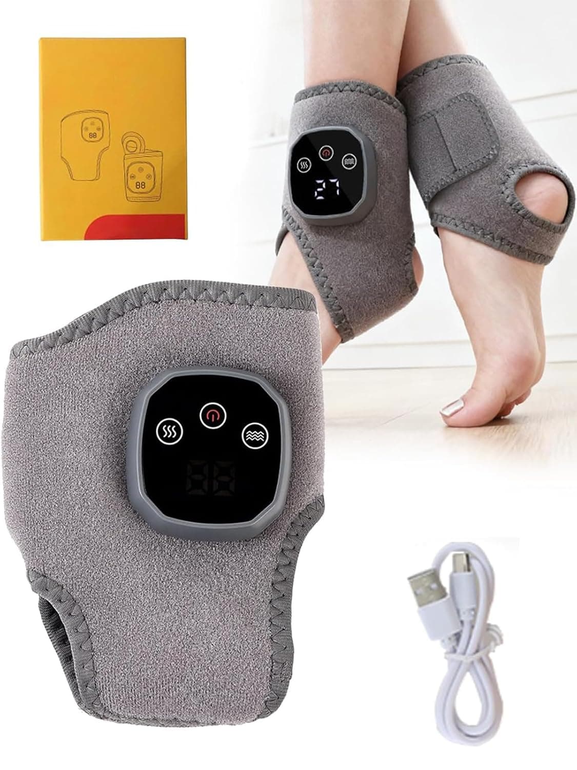 Foot Massager, 3-in-1 Foot Massager, Electric Heated Ankle Wrap, 3 Speed | 5 Heat Levels, Wireless and Portable, for Home Relaxation, Both Father, Office Workers and Mother
