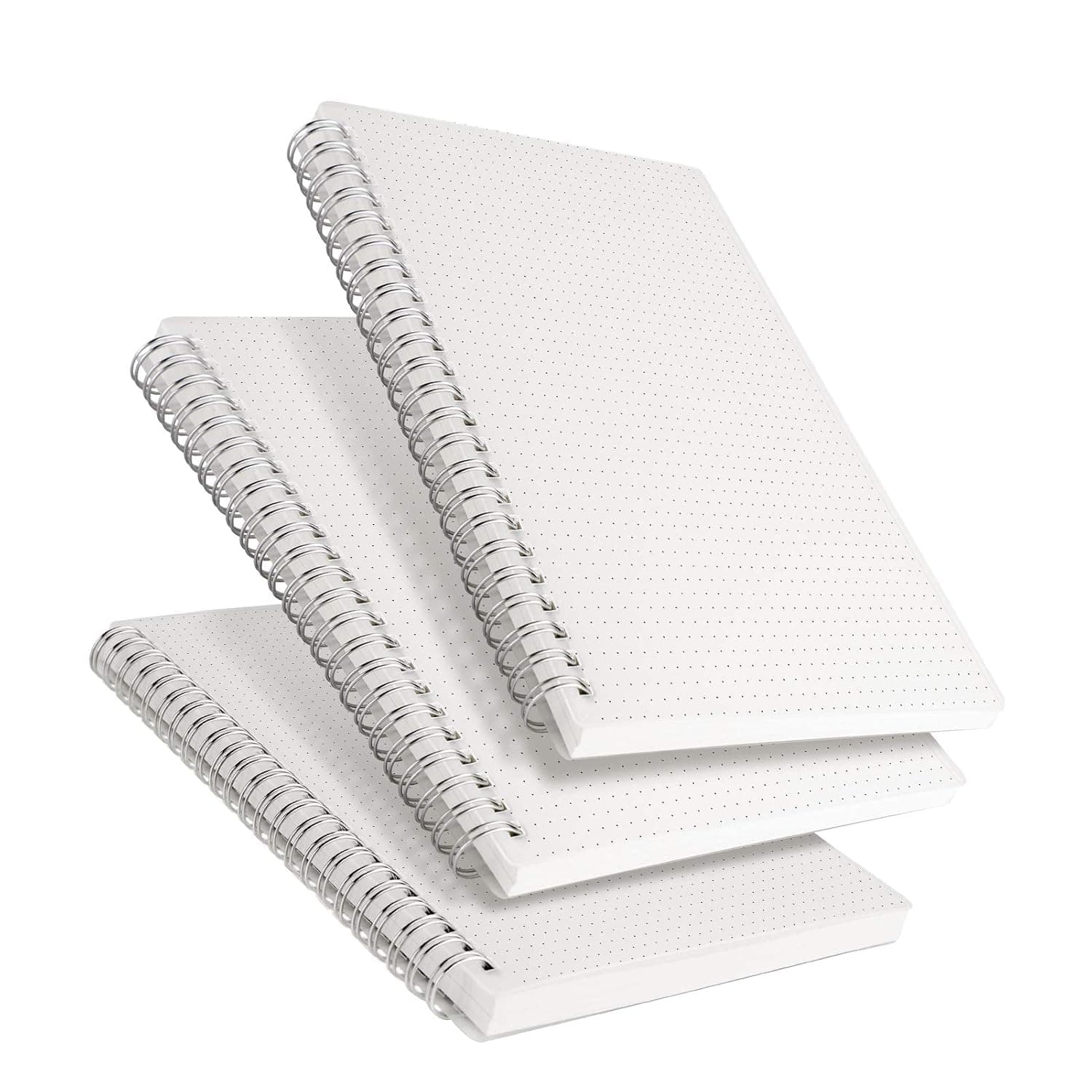 Dot Grid Spiral Notebook, A4 College Bullet Dotted Journal Paper, 160 Pages, 8.3x11.7'' Thicken Hardcover Waterproof Cover Notebooks for Work, School Supplies, Home, 80 GSM Thick Paper, 3 Pack