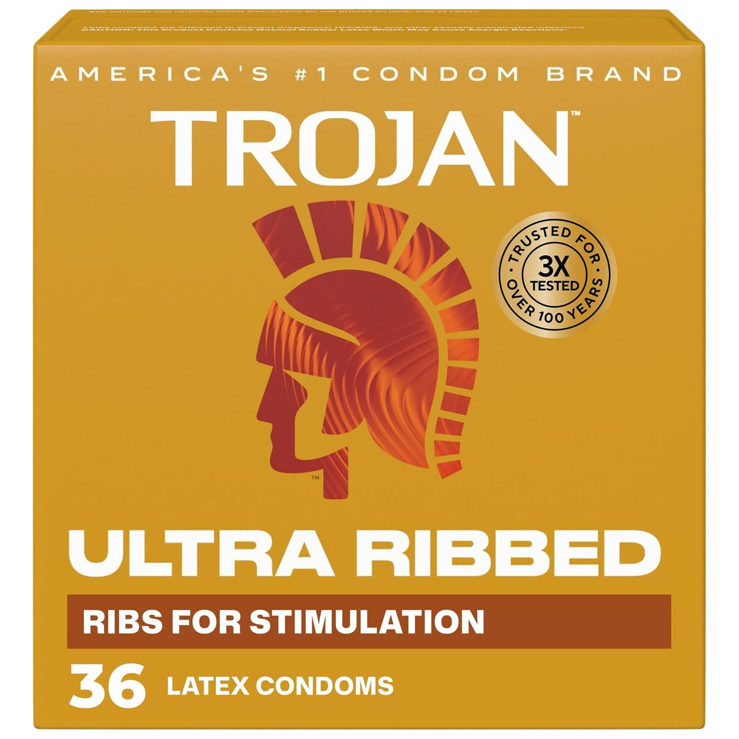 Trojan Ultra Ribbed Condoms For Ultra Stimulation, 36 Count, 1 Pack