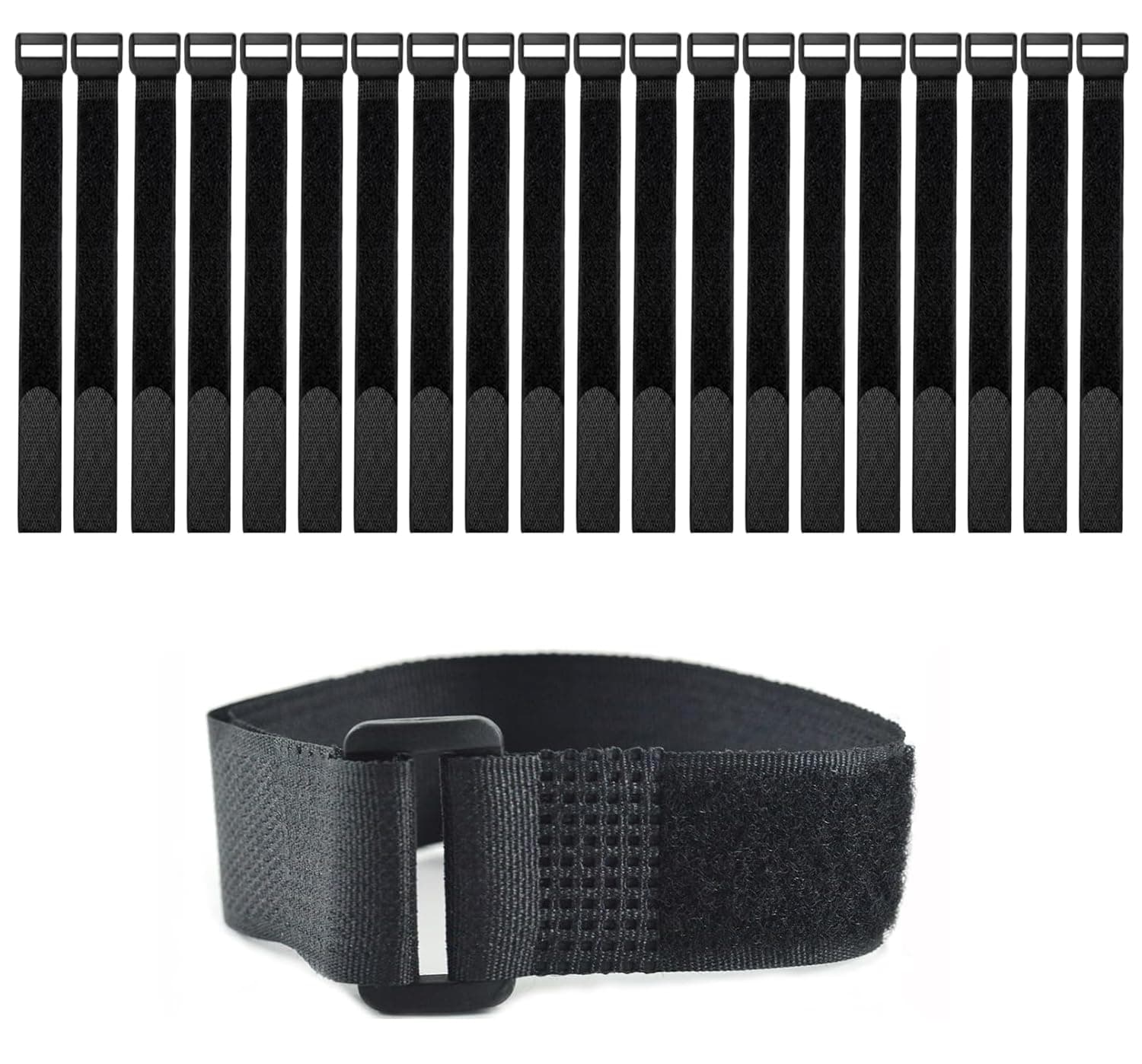 20 Pack(12x1 Inch) Reusable Fastening Cable Straps,Cinch Straps | Adjustable Multi-Purpose Hook and Loop Straps with Buckle,Nylon Cable Ties,Cord Ties Organized Tidy for Wire Cable Management