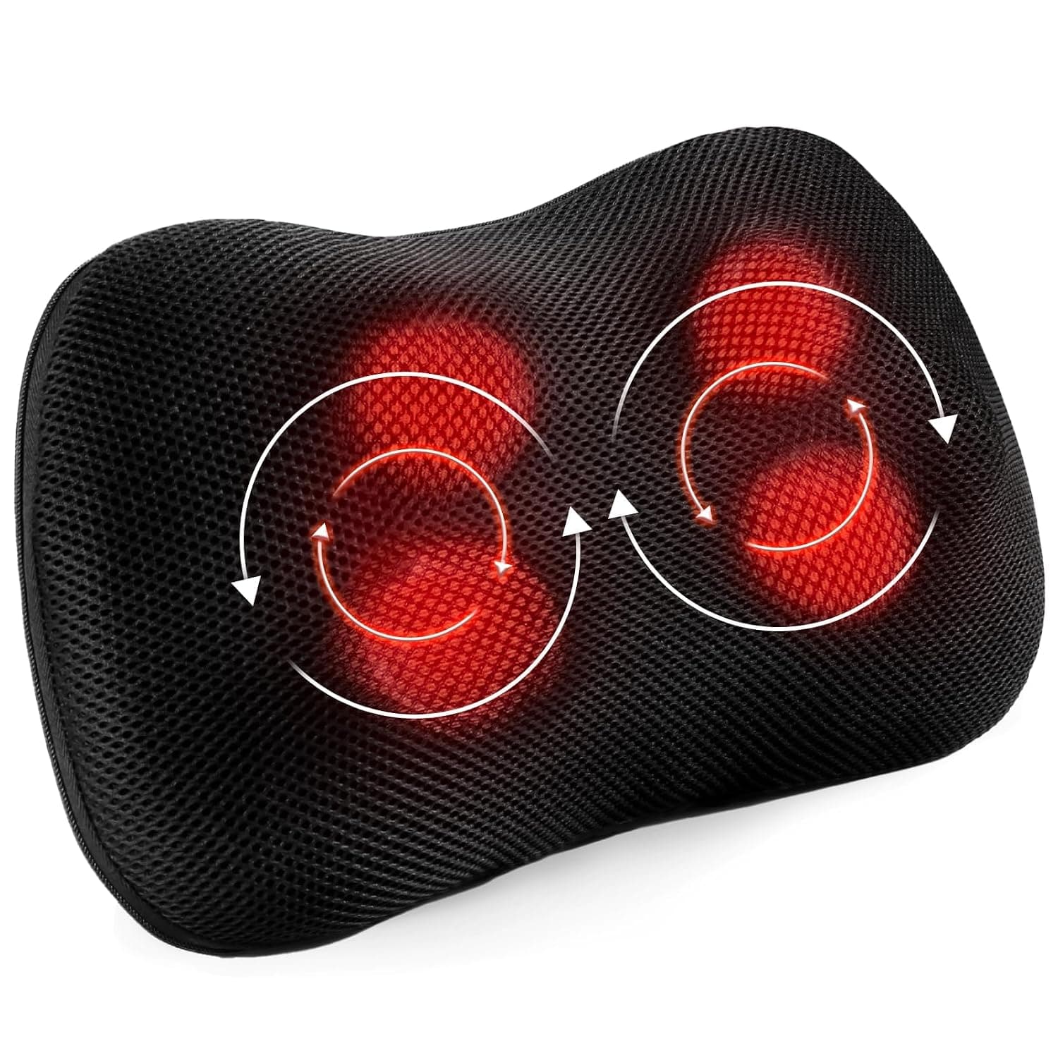 Shiatsu Massage Neck Massage Pillow with Heat Function and 3D Rotating Fabric Knot Electric Back Massage for Neck Shoulder, Leg, Calf, Waist, Home Office Relaxation