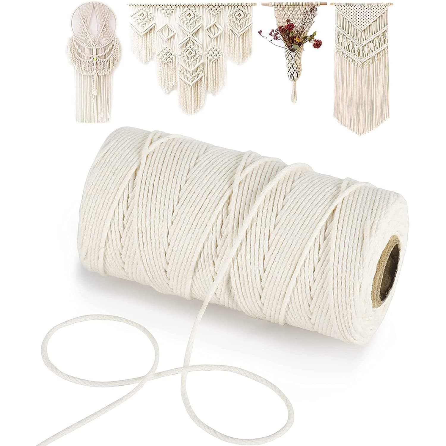 ECVV 100 M Cooking Twine, Strong Food Safe Cotton Wraps String for Tying Meat, Baking, DIY Crafts, Gifts Making Sausage Packaging Decoration Macrame Cord Thickness 2MM