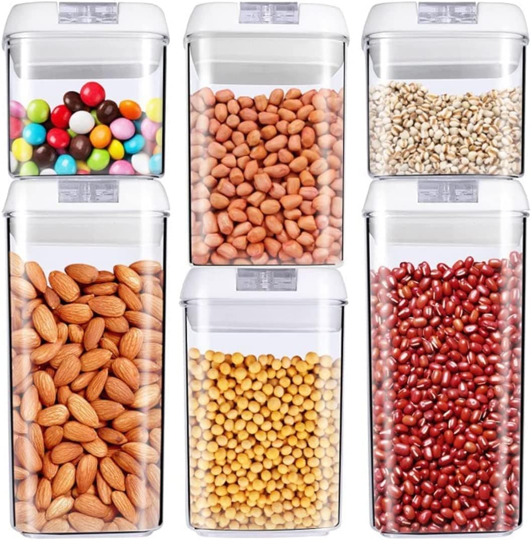 ALMEKAQUZ Food Storage Containers, 7 Pieces BPA Free Plastic Cereal Containers with Easy Lock Lids, for Kitchen Pantry Organization and Storage, Include 24 Labels (7pc)