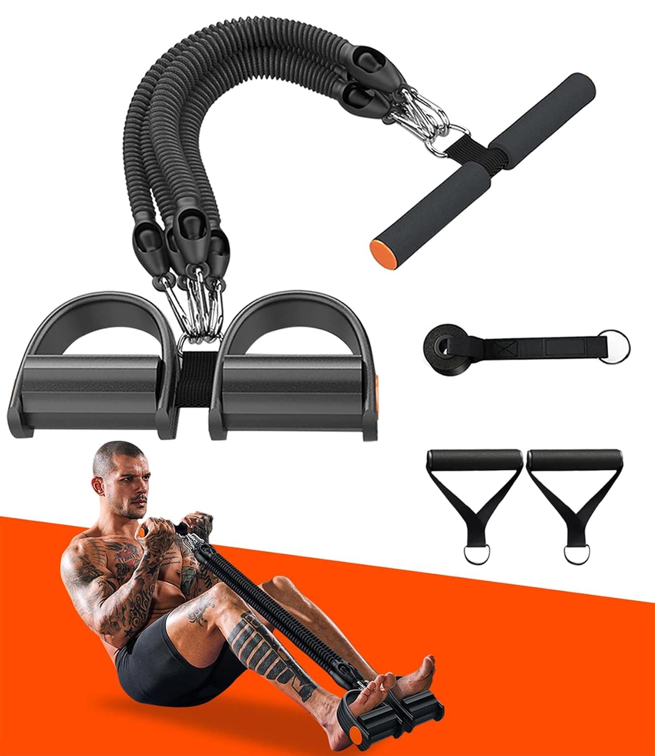 Pedal Resistance Band Set,Exercise Bands with Handles, Elastic Pull Rope for Waist,Arm,Leg Training, Multi Function Rope Equipment for Home Fitness