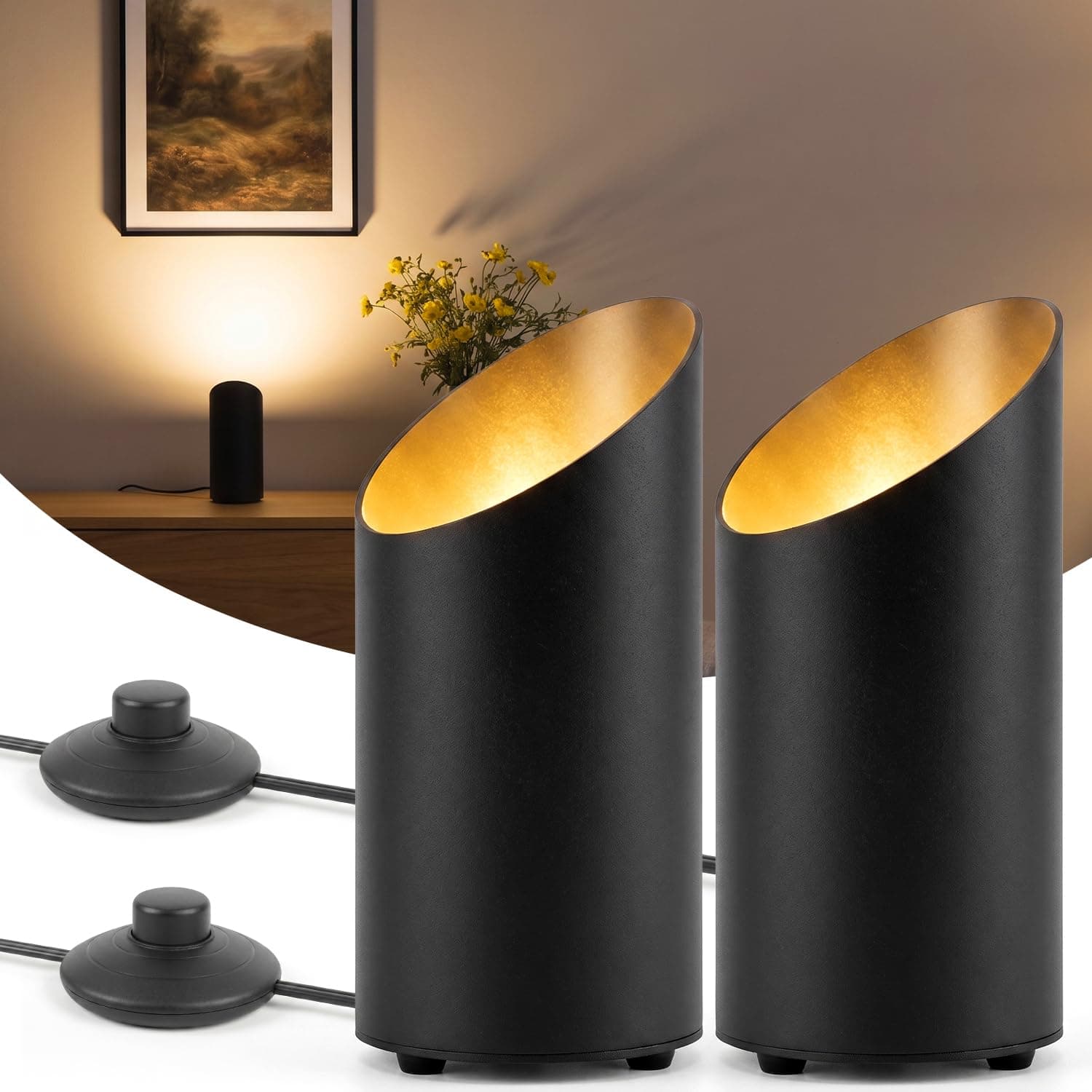 LED Uplight Spot for Indoor Use Floor Spotlight 9 W 600 LM, IP44 Warm White 2700 K Aluminium Floor Lamp Living Room, Floor Light with Foot Switch for Indirect Decoration Lighting (Black, Pack