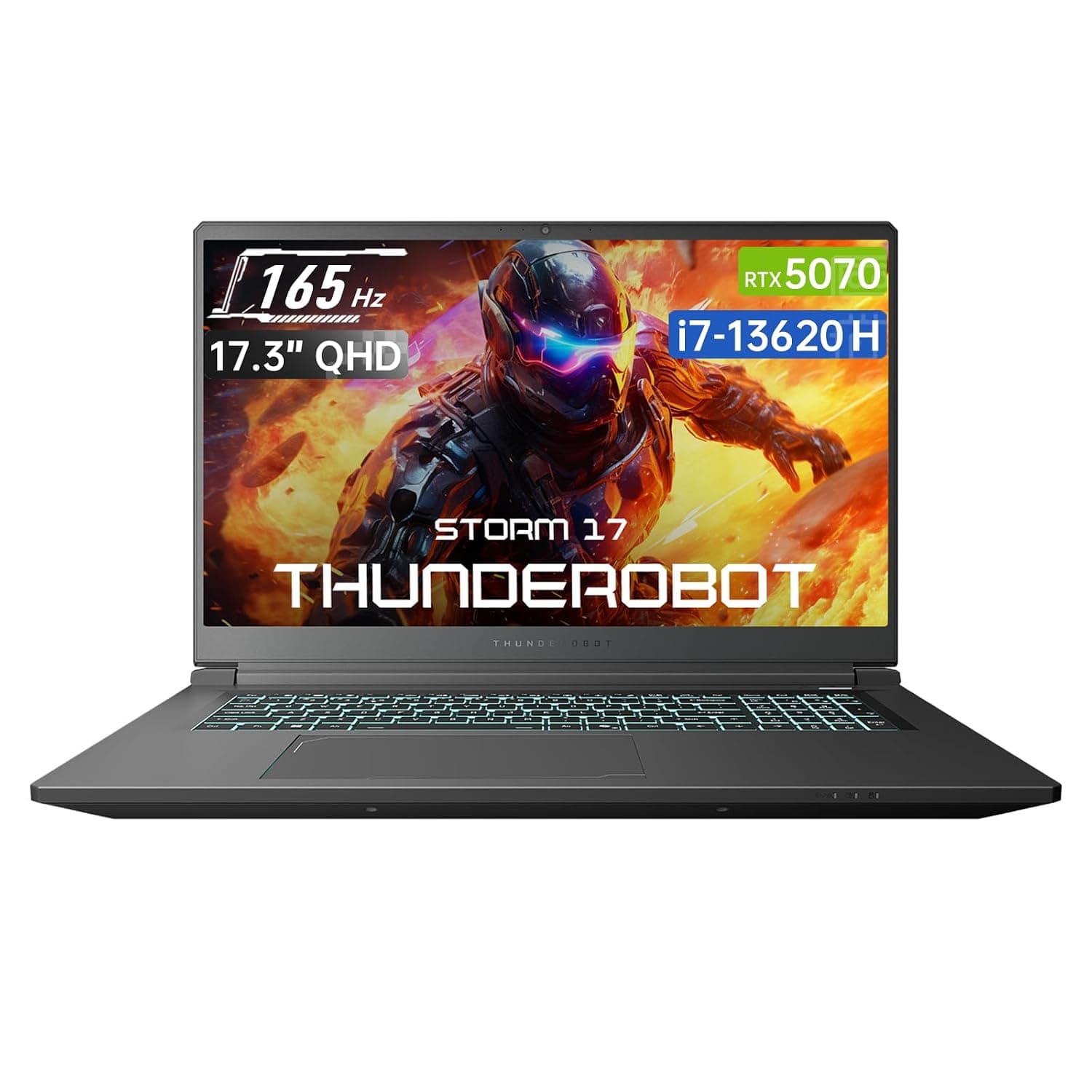 Thunderobot Storm 17 Gaming Laptop, 17.3" QHD 2560×1440 165Hz, NVIDIA RTX 5070, i7-13620H, 32GB DDR5 RAM, 1TB SSD, RGB Keyboard, Wi-Fi 6, Windows 11 Pro