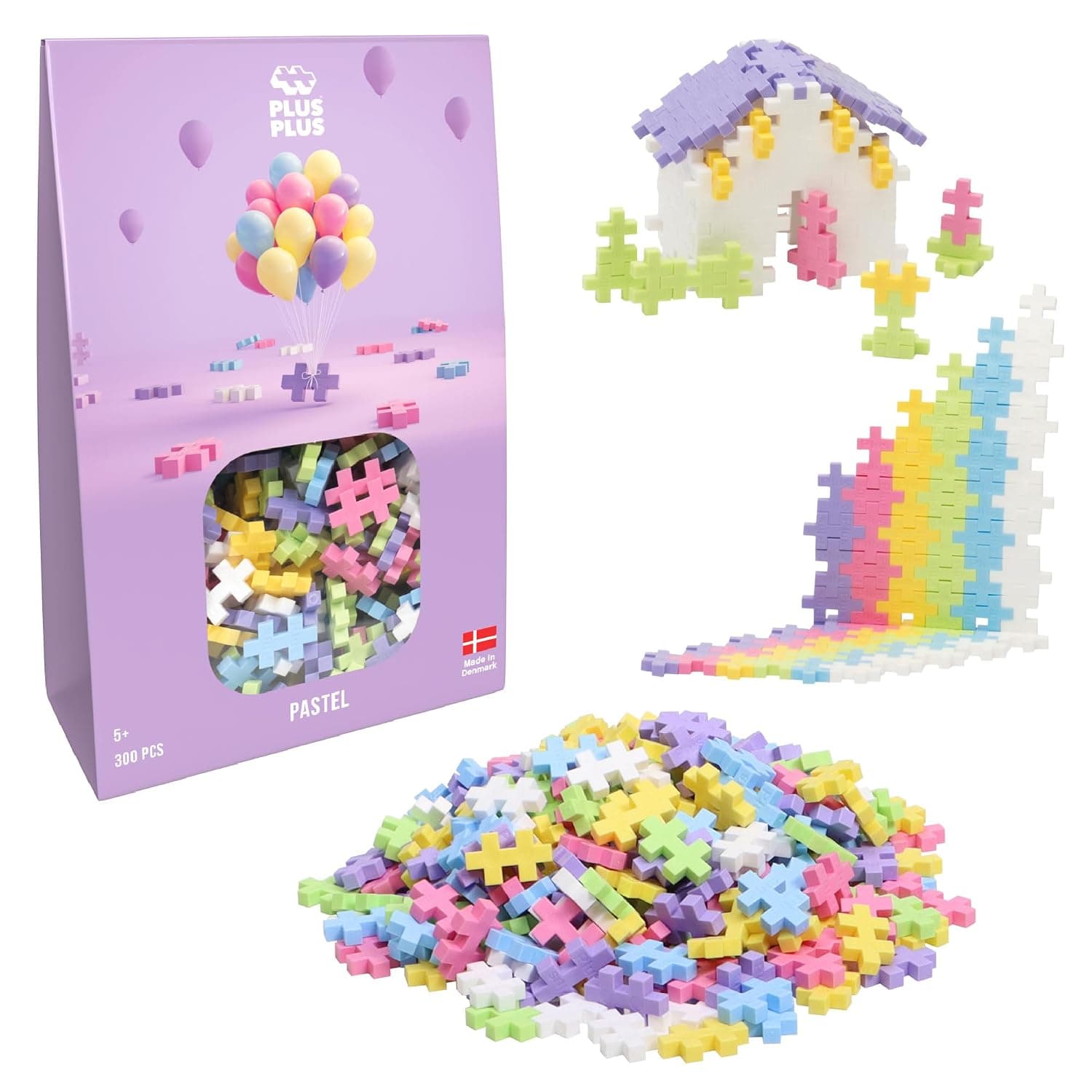 PLUS PLUS - Open Play Set - 300 Piece - Pastel Color Mix, Construction Building Stem Toy, Interlocking Mini Puzzle Blocks for Kids
