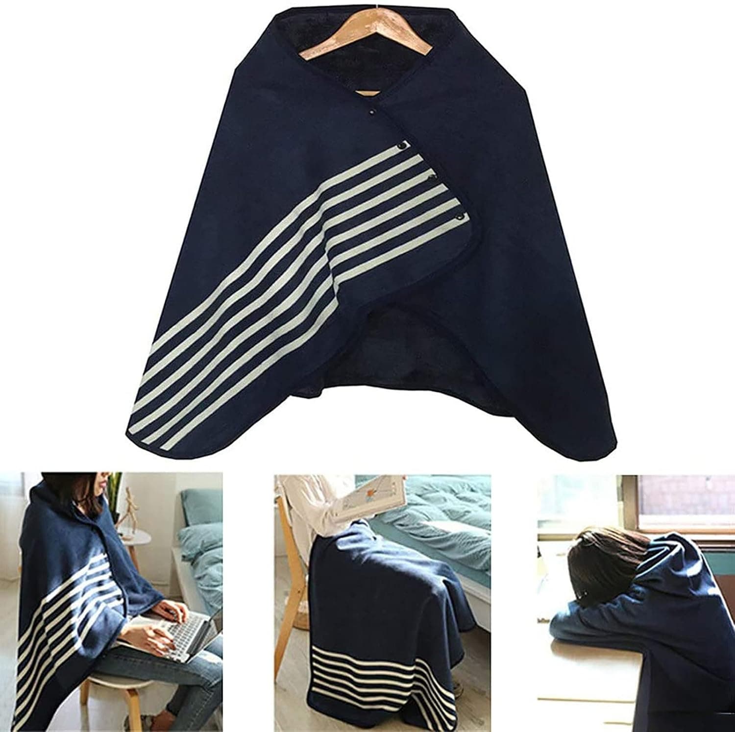 Fleece Wheelchair Blanket, Multi-purpose Shawl with Button, Shoulder Throw, Shawl Blanket, Double Sided Blanket(A)