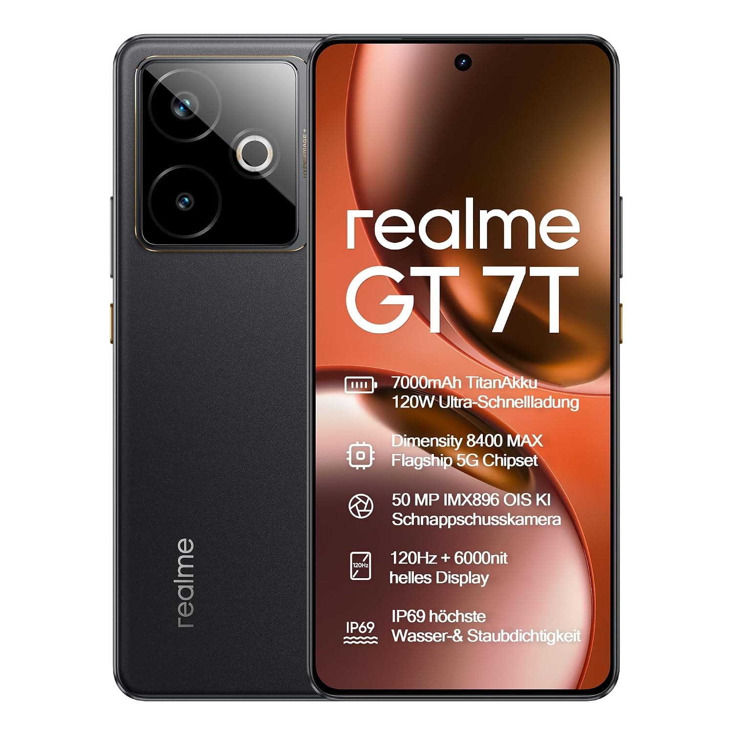 Realme GT 7T Dual-SIM 512GB ROM + 12GB RAM (GSM Only | No CDMA) Factory Unlocked 5G Smartphone (IceSense Black) - International Version